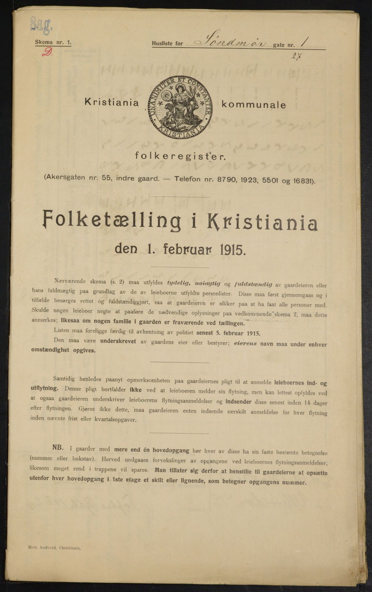 OBA, Municipal Census 1915 for Kristiania, 1915, p. 104933