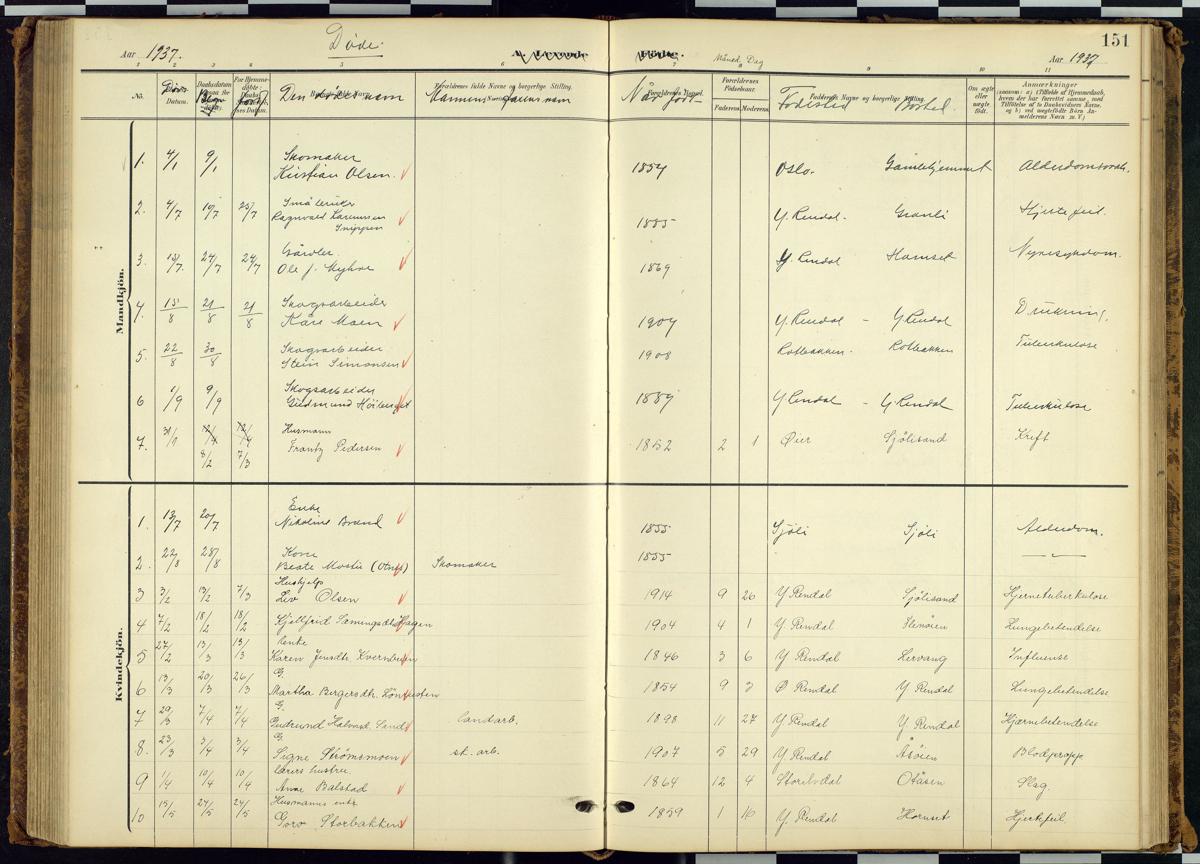 Rendalen prestekontor, SAH/PREST-054/H/Ha/Hab/L0010: Parish register (copy) no. 10, 1903-1940, p. 151