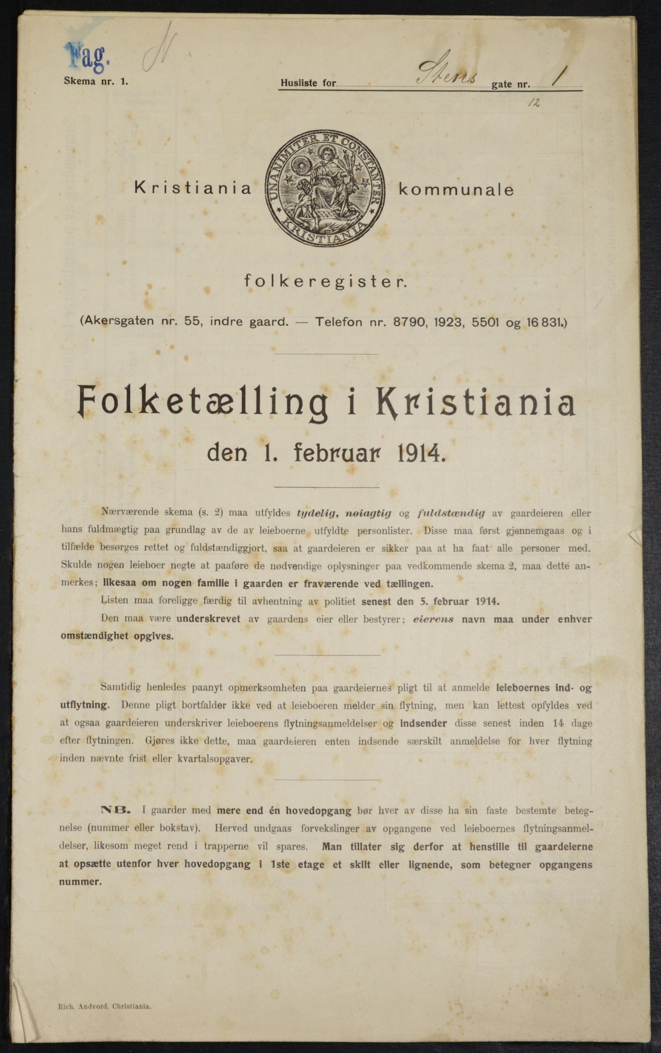 OBA, Municipal Census 1914 for Kristiania, 1914, p. 101754