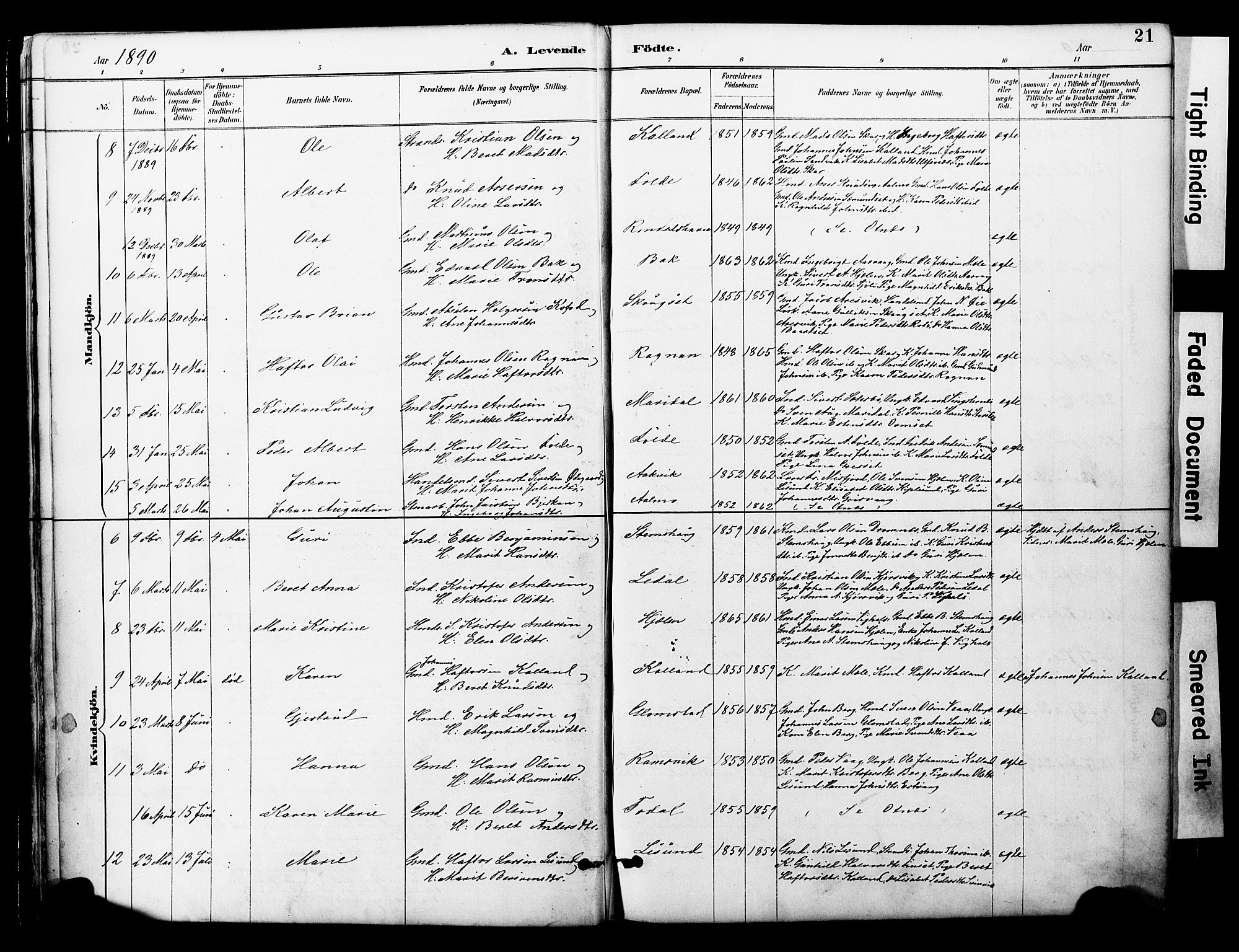 Ministerialprotokoller, klokkerbøker og fødselsregistre - Møre og Romsdal, AV/SAT-A-1454/578/L0907: Parish register (official) no. 578A06, 1887-1904, p. 21