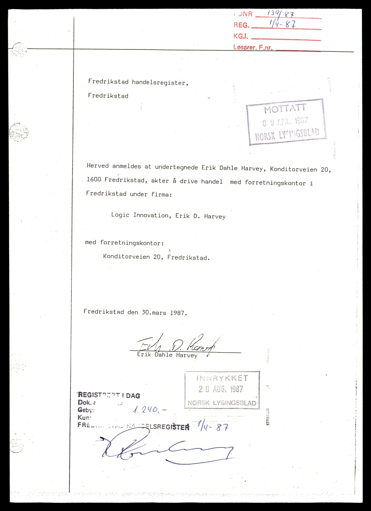 Fredrikstad tingrett, SAT/A-10473/K/Kb/Kbb/L0035: Enkeltmannsforetak, aksjeselskap og andelslag, Lo-Lø, 1944-1990, p. 1