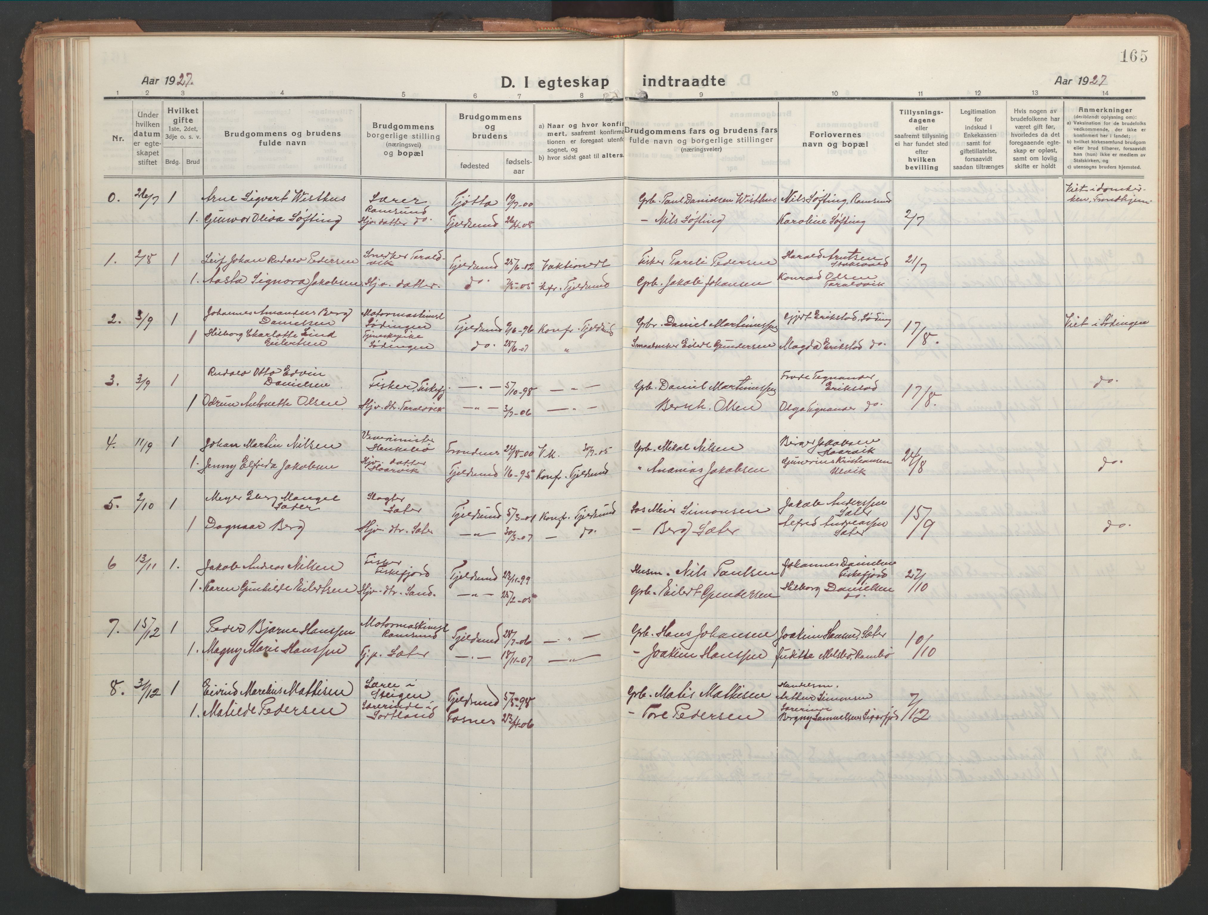 Ministerialprotokoller, klokkerbøker og fødselsregistre - Nordland, SAT/A-1459/865/L0933: Parish register (copy) no. 865C05, 1917-1947, p. 165