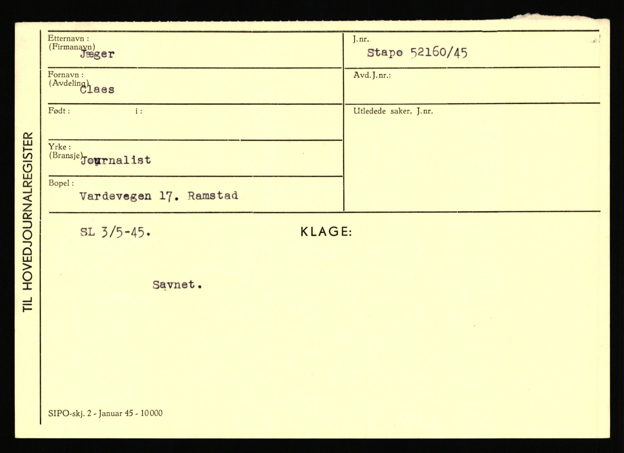 Statspolitiet - Hovedkontoret / Osloavdelingen, AV/RA-S-1329/C/Ca/L0008: Johan(nes)sen - Knoph, 1943-1945, p. 2646