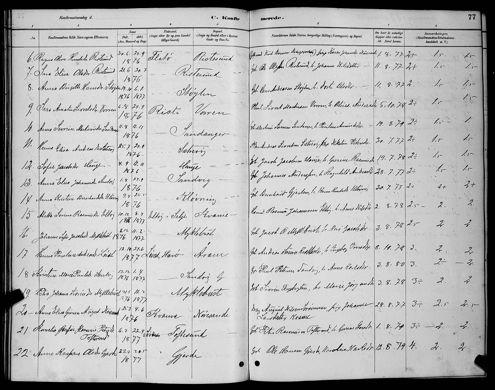 Ministerialprotokoller, klokkerbøker og fødselsregistre - Møre og Romsdal, AV/SAT-A-1454/503/L0048: Parish register (copy) no. 503C03, 1885-1893, p. 77