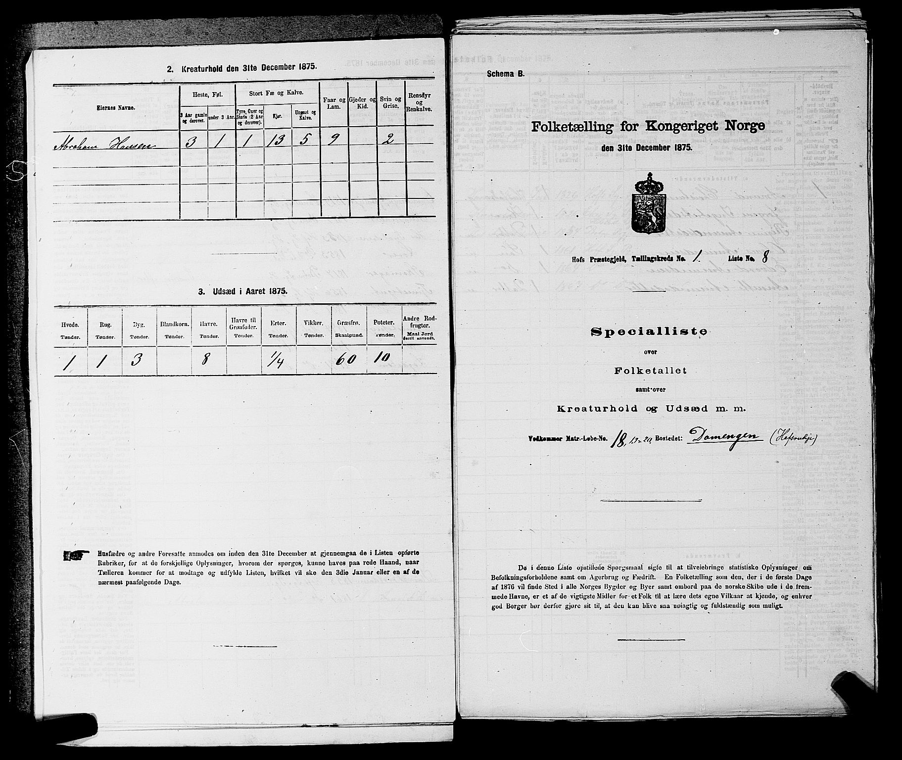 SAKO, 1875 census for 0714P Hof, 1875, p. 49