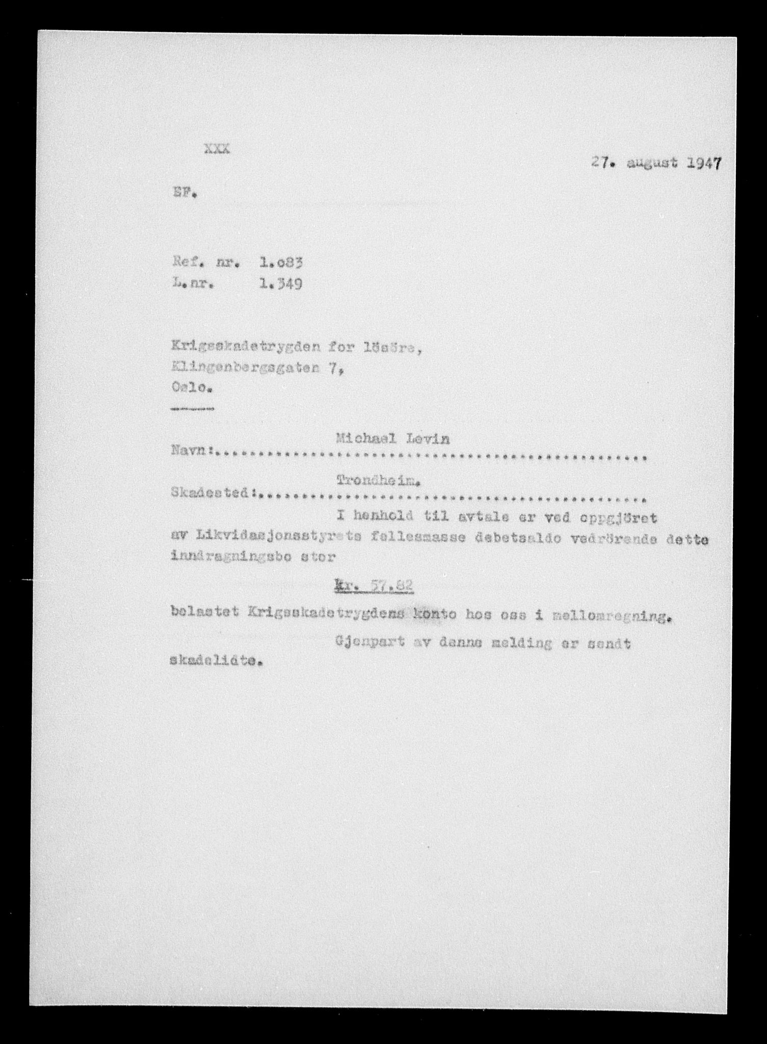 Justisdepartementet, Tilbakeføringskontoret for inndratte formuer, AV/RA-S-1564/H/Hc/Hca/L0903: --, 1945-1947, p. 89