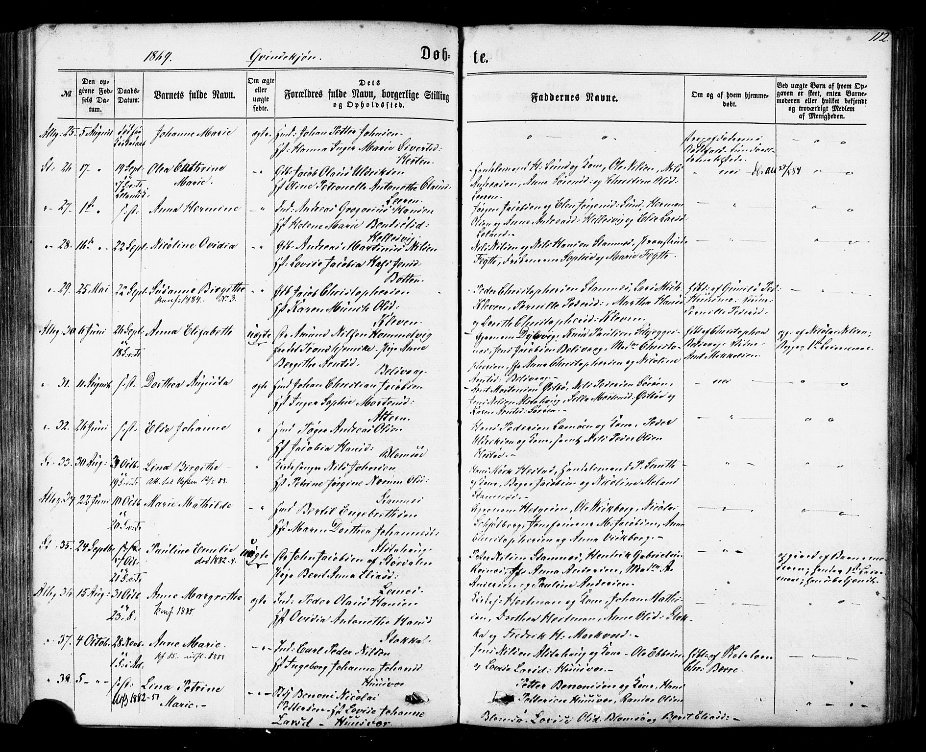 Ministerialprotokoller, klokkerbøker og fødselsregistre - Nordland, AV/SAT-A-1459/830/L0449: Parish register (official) no. 830A13, 1866-1886, p. 112