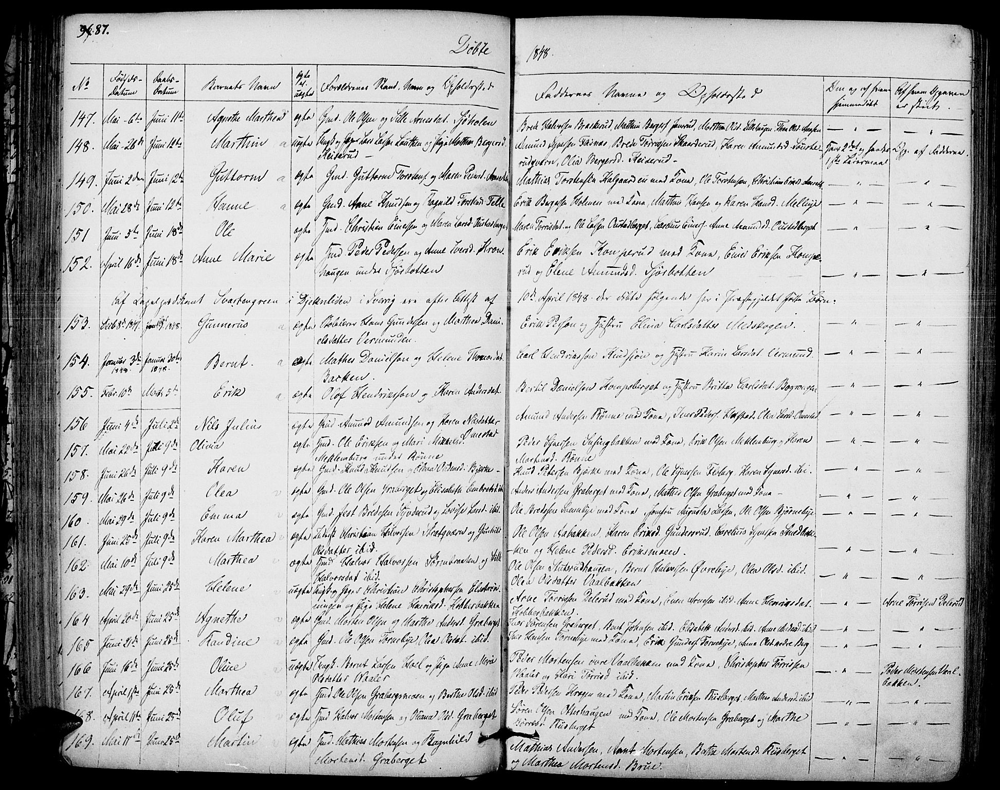 Hof prestekontor, AV/SAH-PREST-038/H/Ha/Haa/L0007: Parish register (official) no. 7, 1841-1848, p. 87