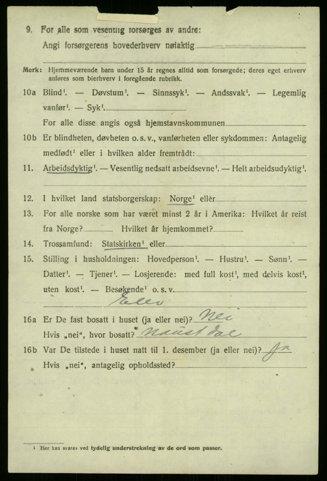 SAB, 1920 census for Førde, 1920, p. 3177