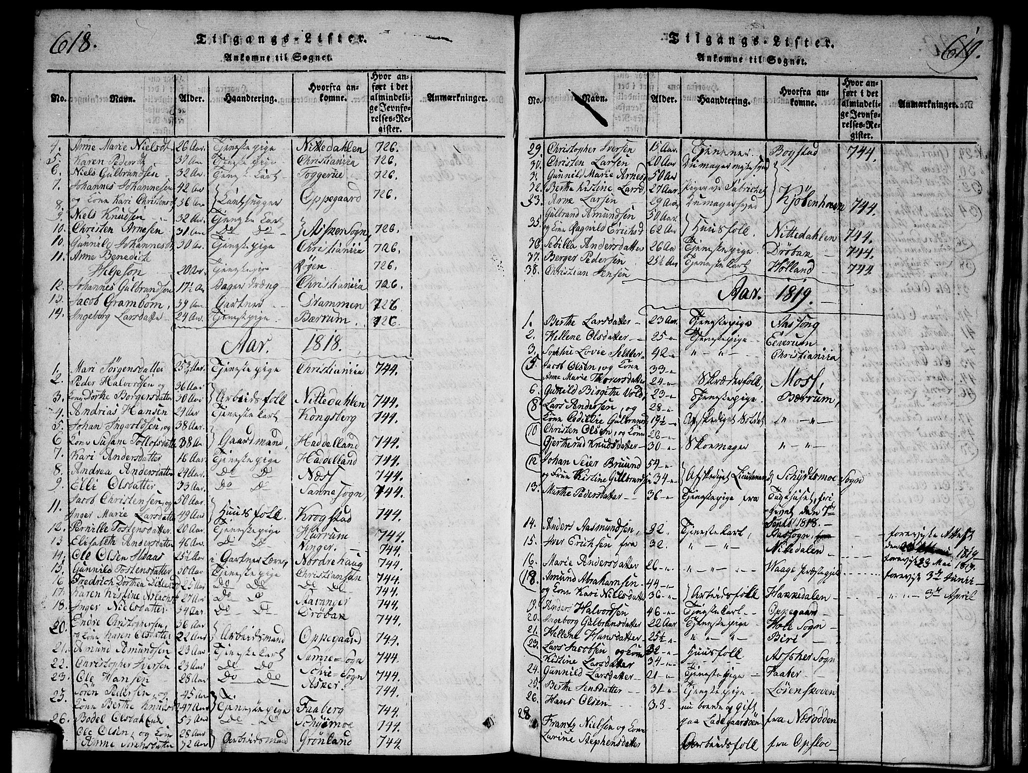 Aker prestekontor kirkebøker, AV/SAO-A-10861/G/L0002: Parish register (copy) no. 2, 1815-1819, p. 618-619