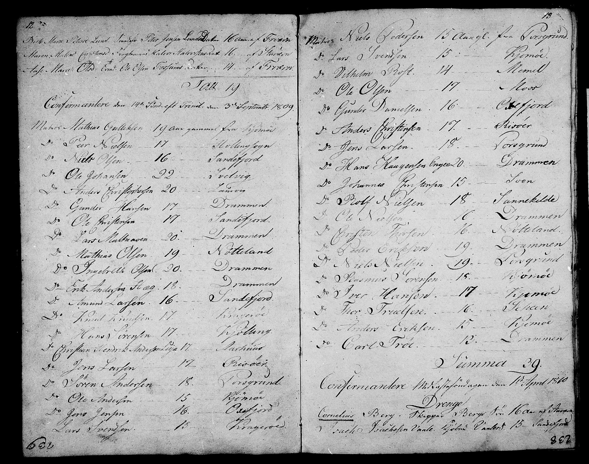 Stavern kirkebøker, AV/SAKO-A-318/F/Fa/L0005: Parish register (official) no. 5, 1800-1816, p. 12-13