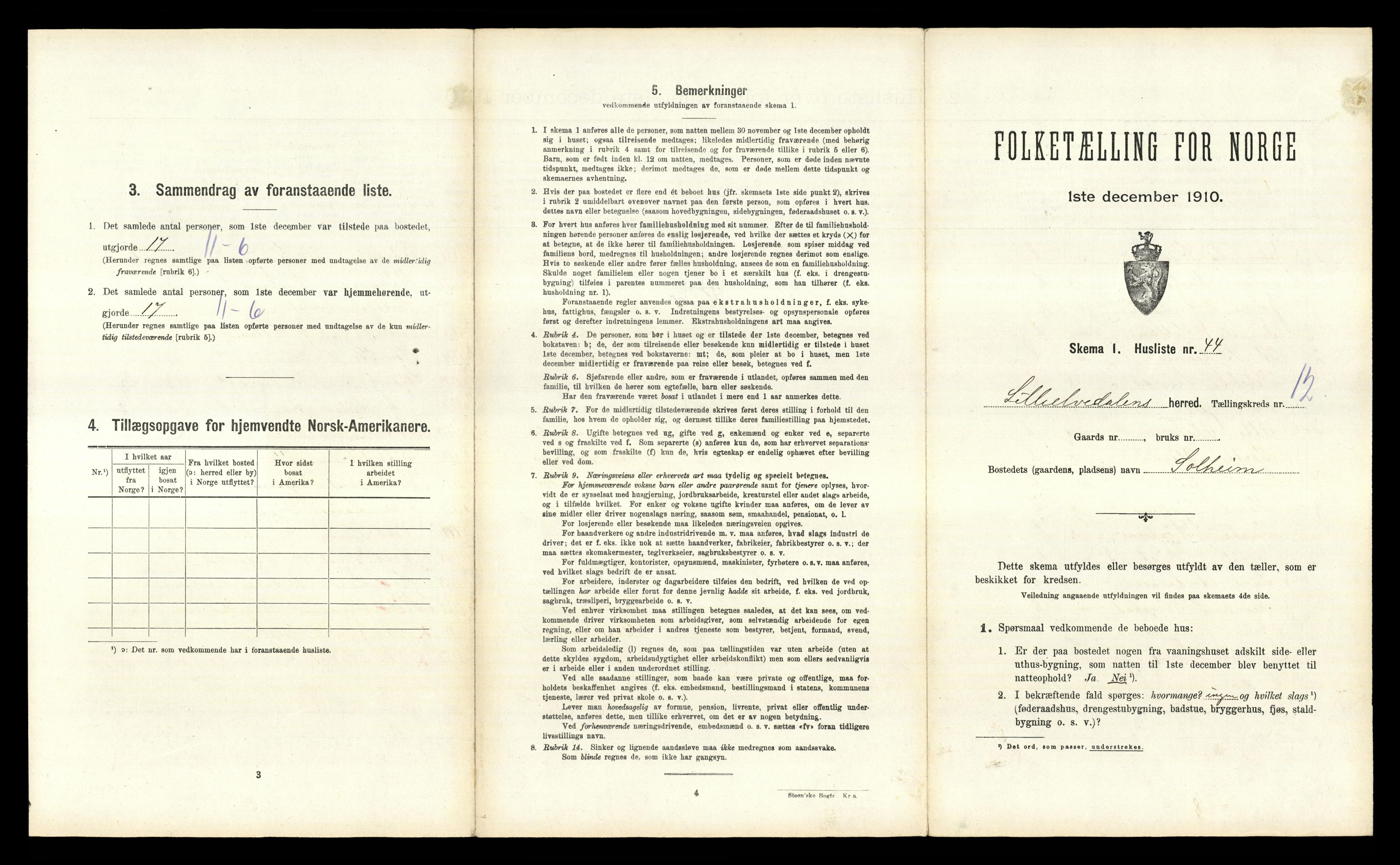 RA, 1910 census for Lille Elvedalen, 1910, p. 1003