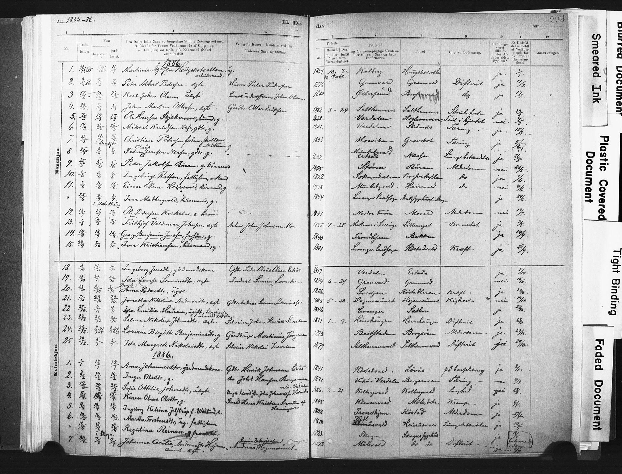 Ministerialprotokoller, klokkerbøker og fødselsregistre - Nord-Trøndelag, SAT/A-1458/721/L0207: Parish register (official) no. 721A02, 1880-1911, p. 223