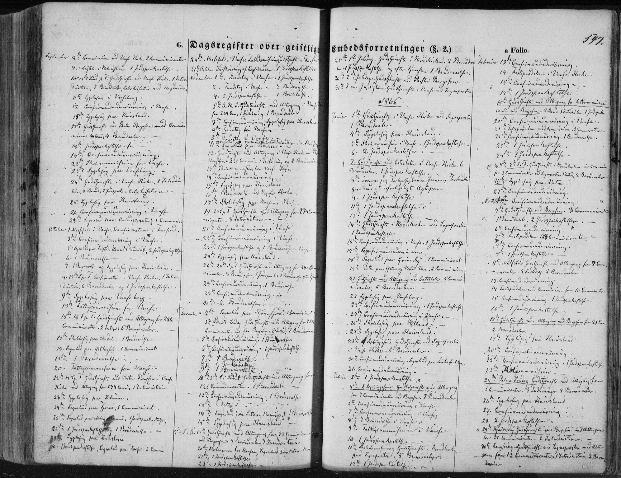 Lista sokneprestkontor, AV/SAK-1111-0027/F/Fa/L0011: Parish register (official) no. A 11, 1861-1878, p. 547