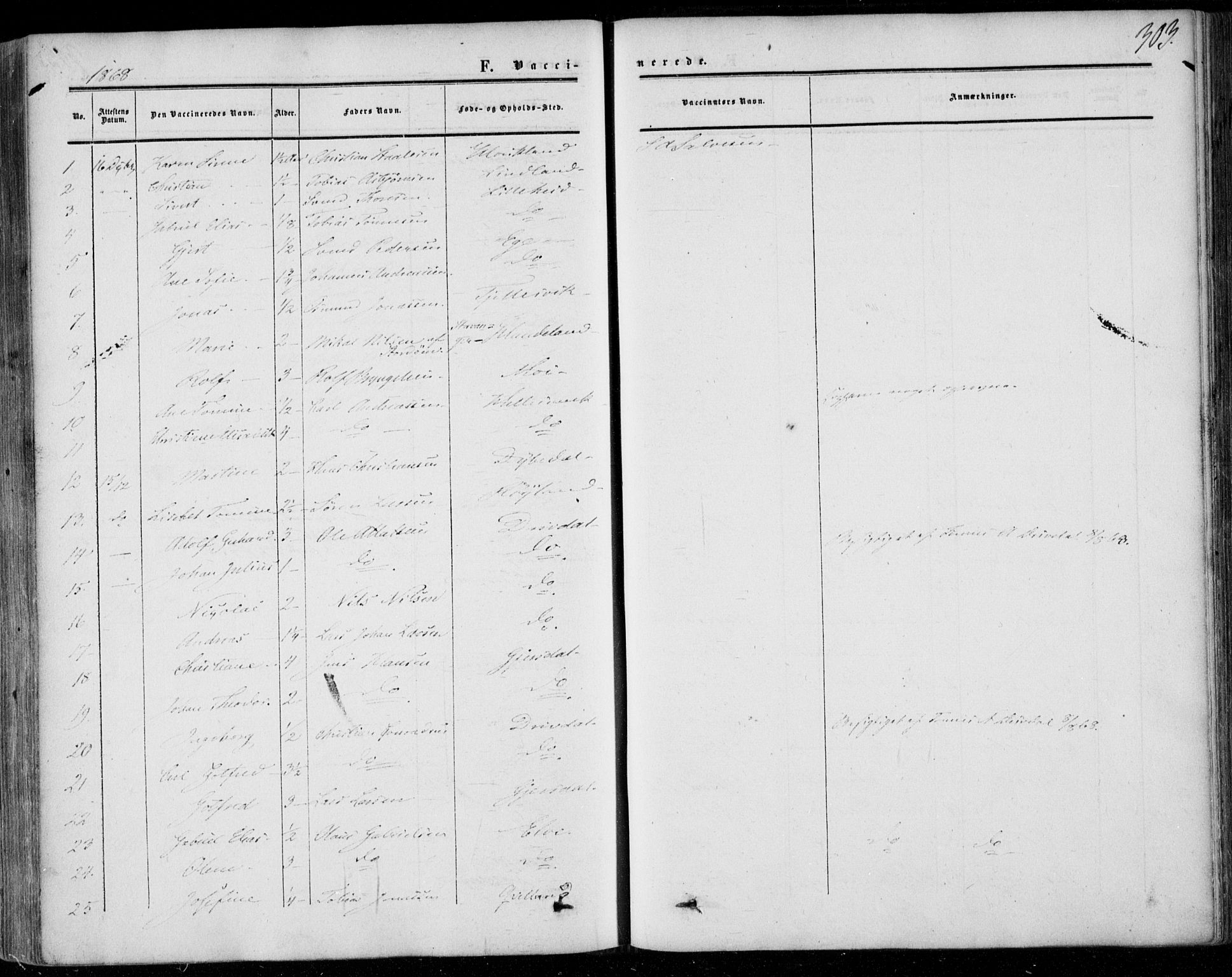 Lund sokneprestkontor, AV/SAST-A-101809/S06/L0009: Parish register (official) no. A 8, 1853-1877, p. 303