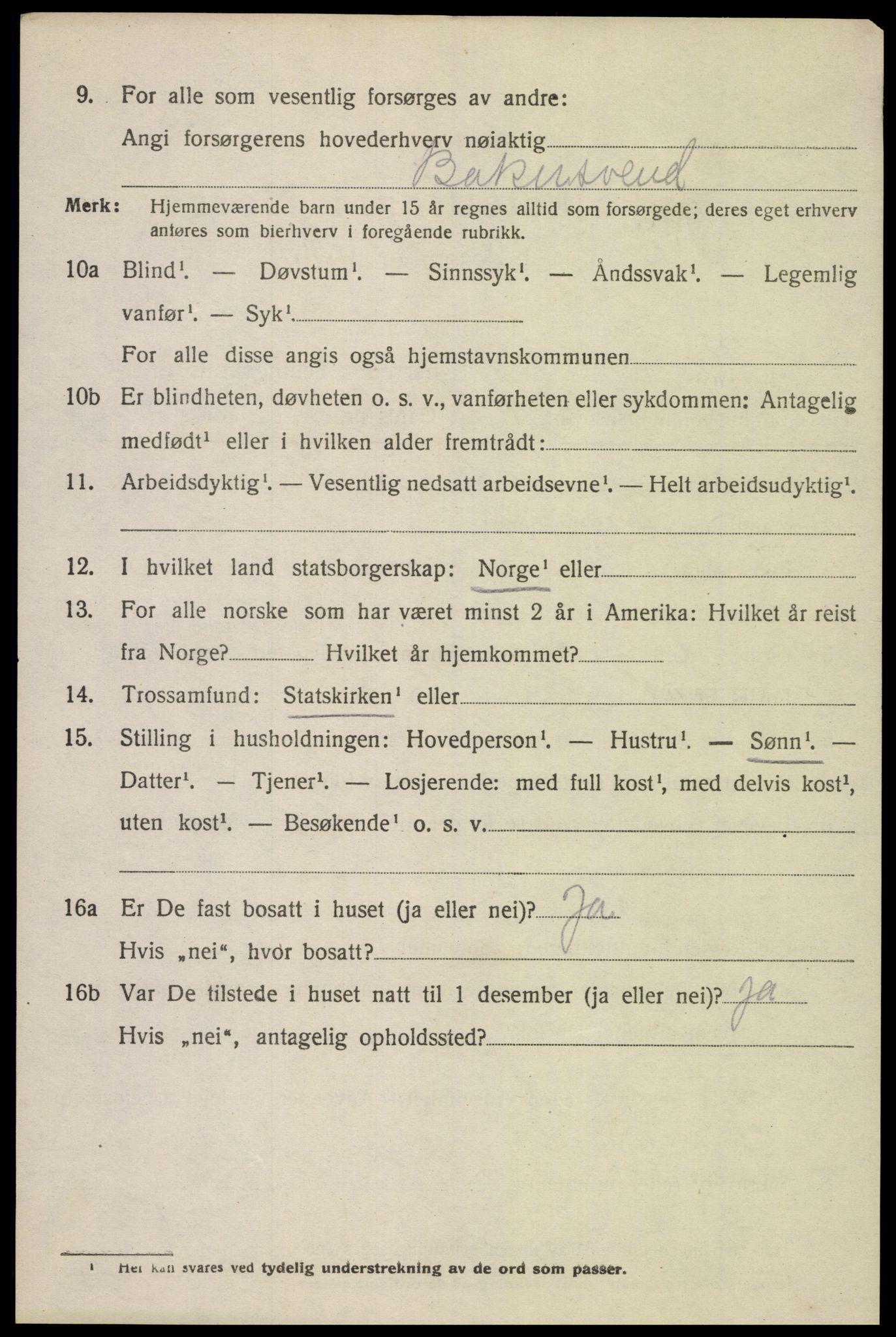 SAK, 1920 census for Spangereid, 1920, p. 2214