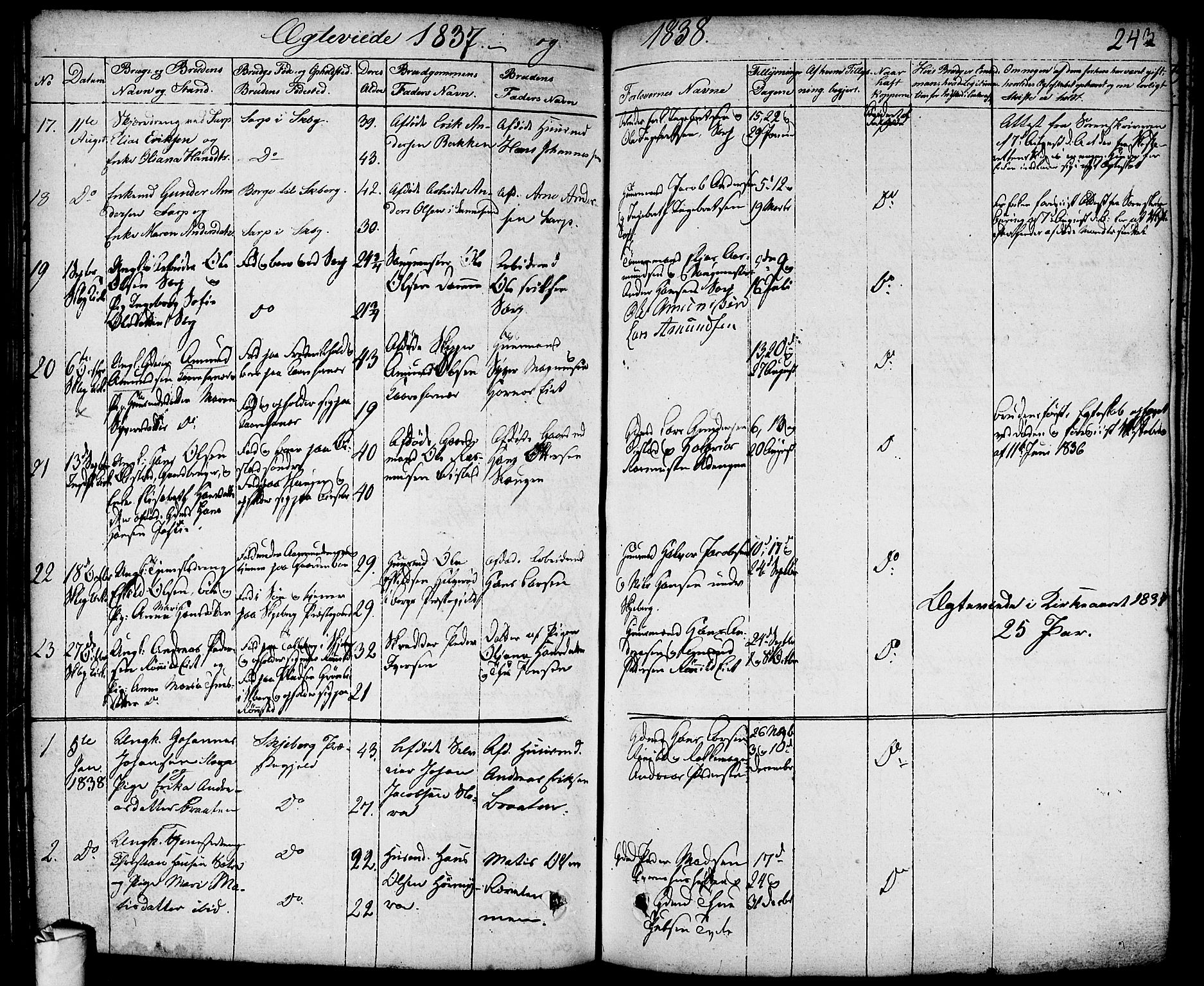 Skjeberg prestekontor Kirkebøker, AV/SAO-A-10923/F/Fa/L0005: Parish register (official) no. I 5, 1830-1845, p. 243