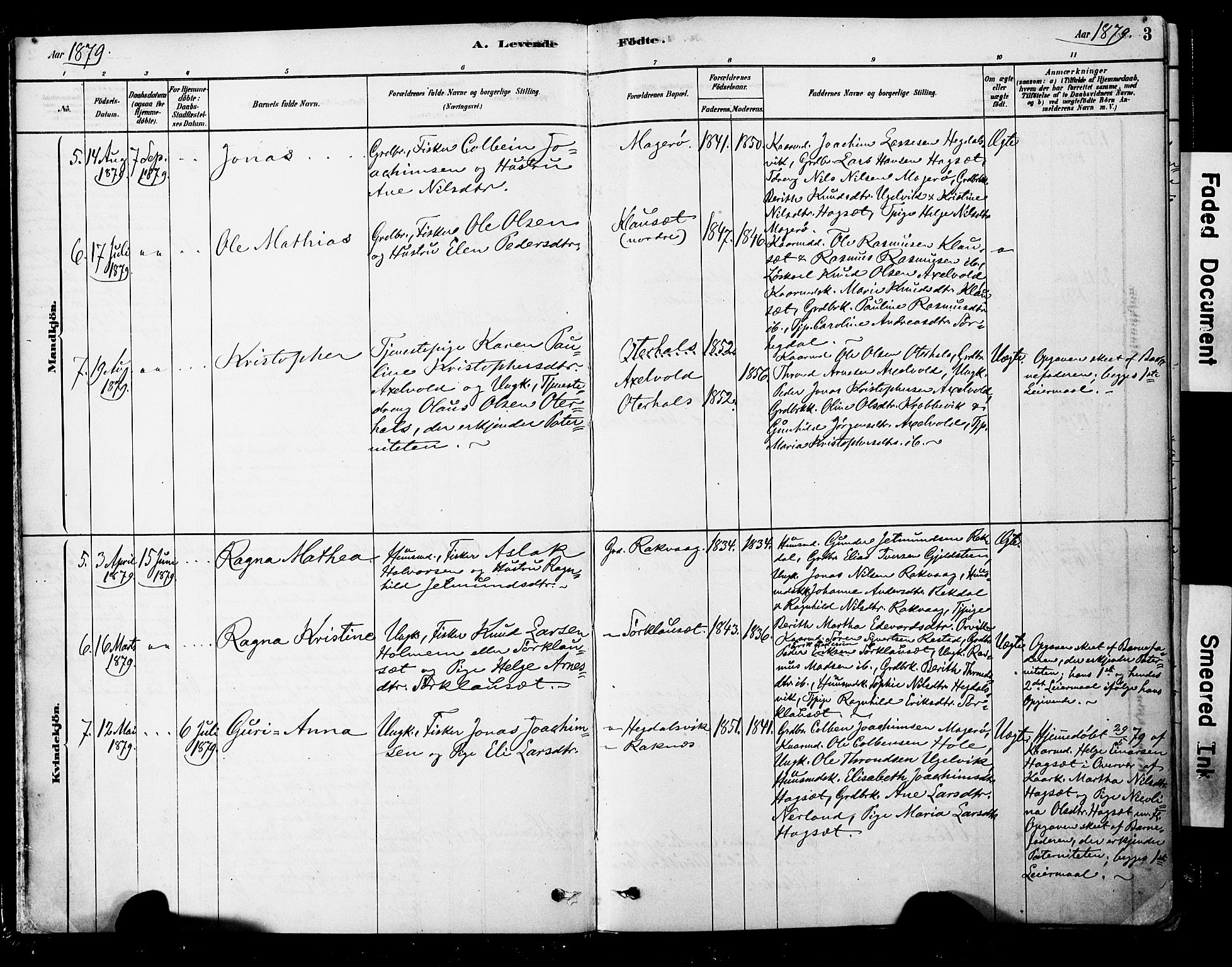 Ministerialprotokoller, klokkerbøker og fødselsregistre - Møre og Romsdal, AV/SAT-A-1454/563/L0736: Parish register (official) no. 563A01, 1878-1903, p. 3