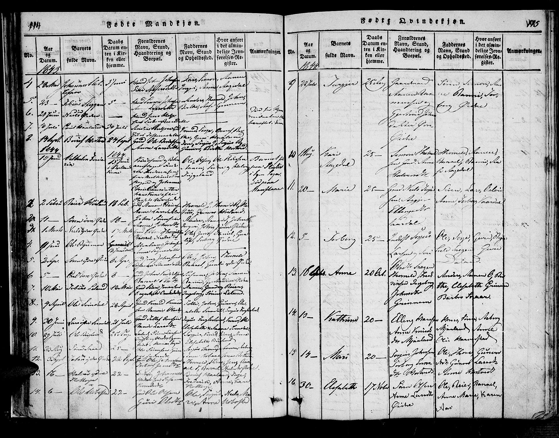 Bjelland sokneprestkontor, SAK/1111-0005/F/Fa/Fac/L0001: Parish register (official) no. A 1, 1815-1866, p. 114-115
