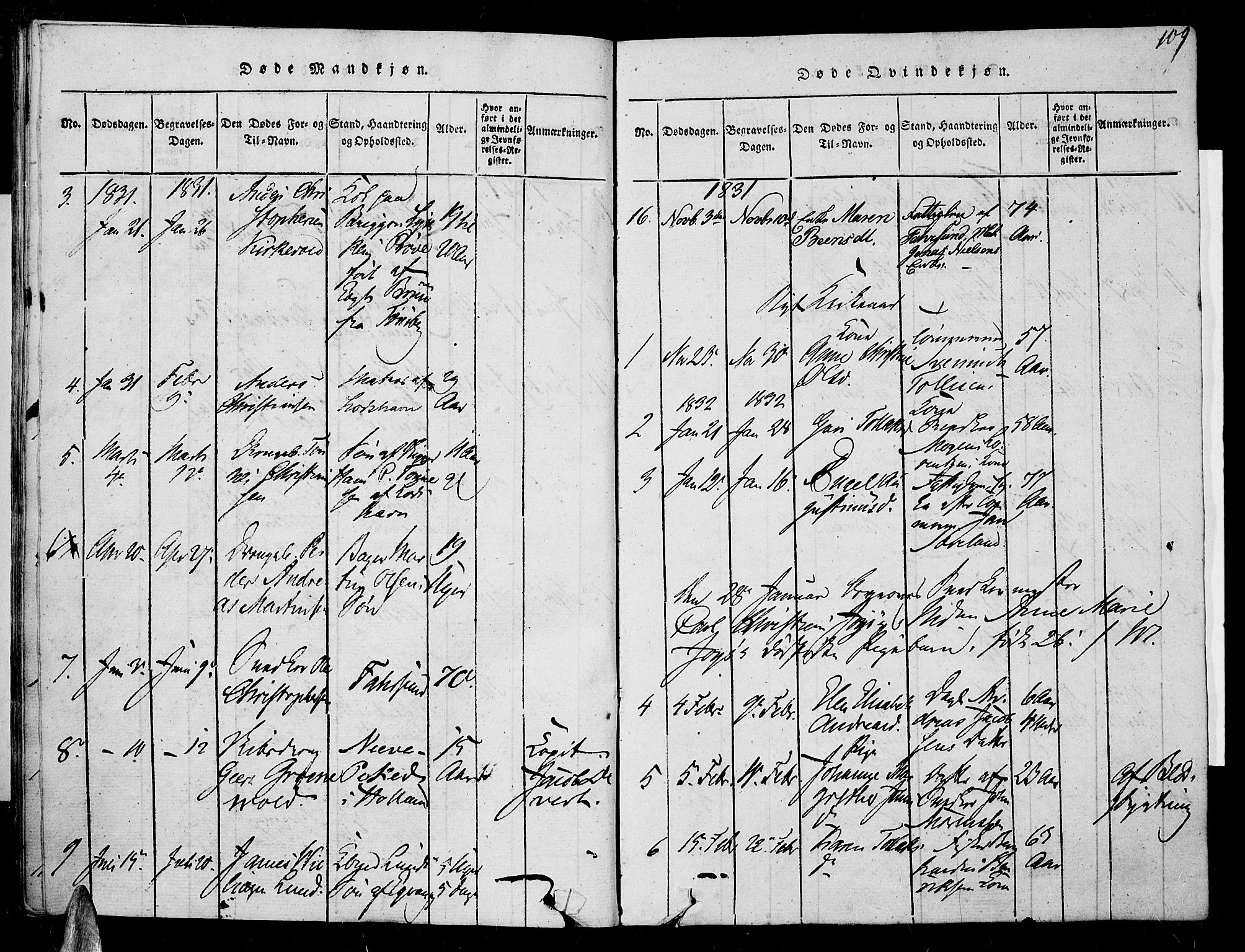 Farsund sokneprestkontor, SAK/1111-0009/F/Fa/L0002: Parish register (official) no. A 2, 1815-1836, p. 109