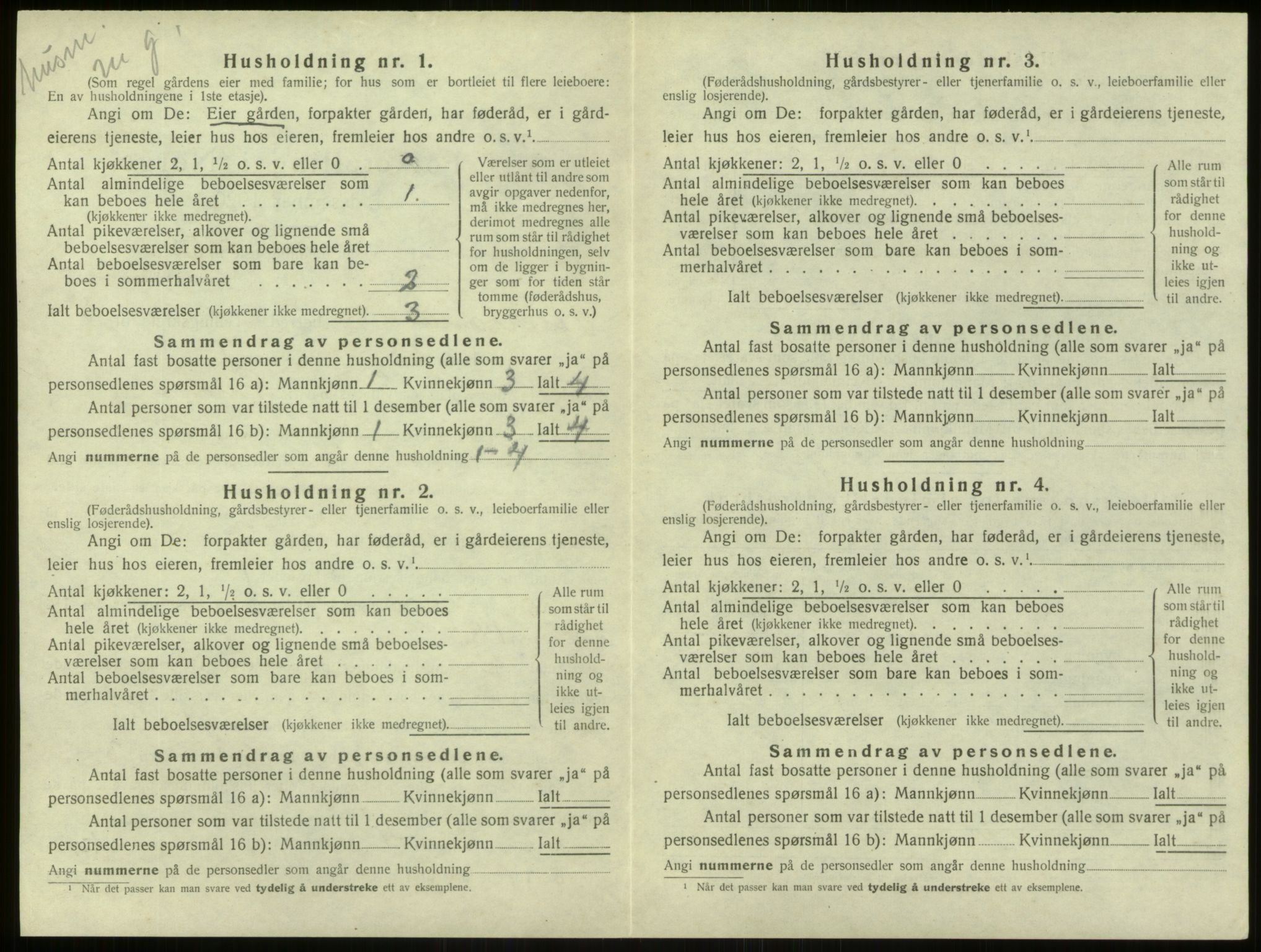 SAB, 1920 census for Aurland, 1920, p. 518