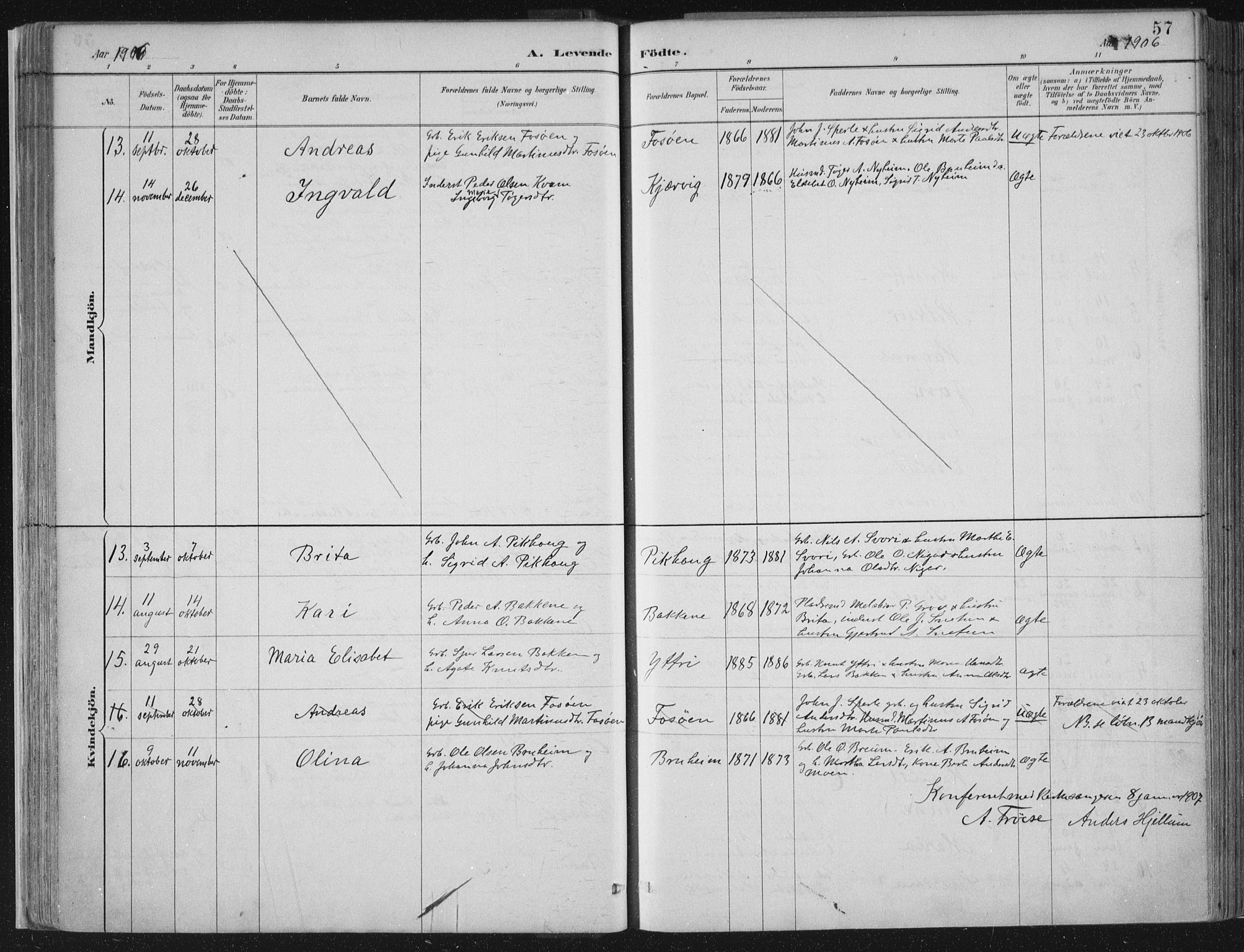 Jostedal sokneprestembete, SAB/A-80601/H/Haa/Haab/L0001: Parish register (official) no. B 1, 1887-1914, p. 57