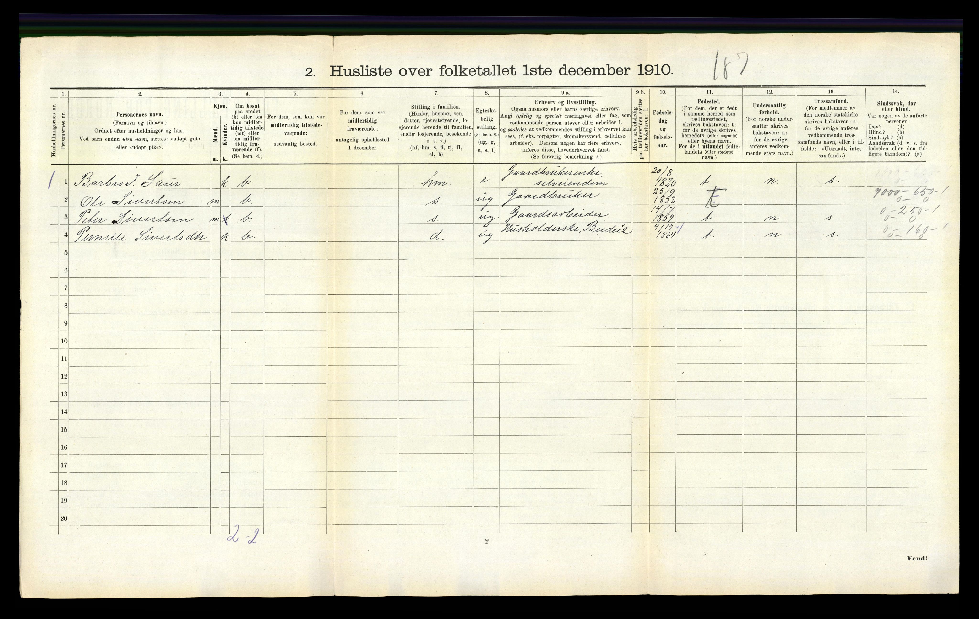 RA, 1910 census for Foldereid, 1910, p. 87