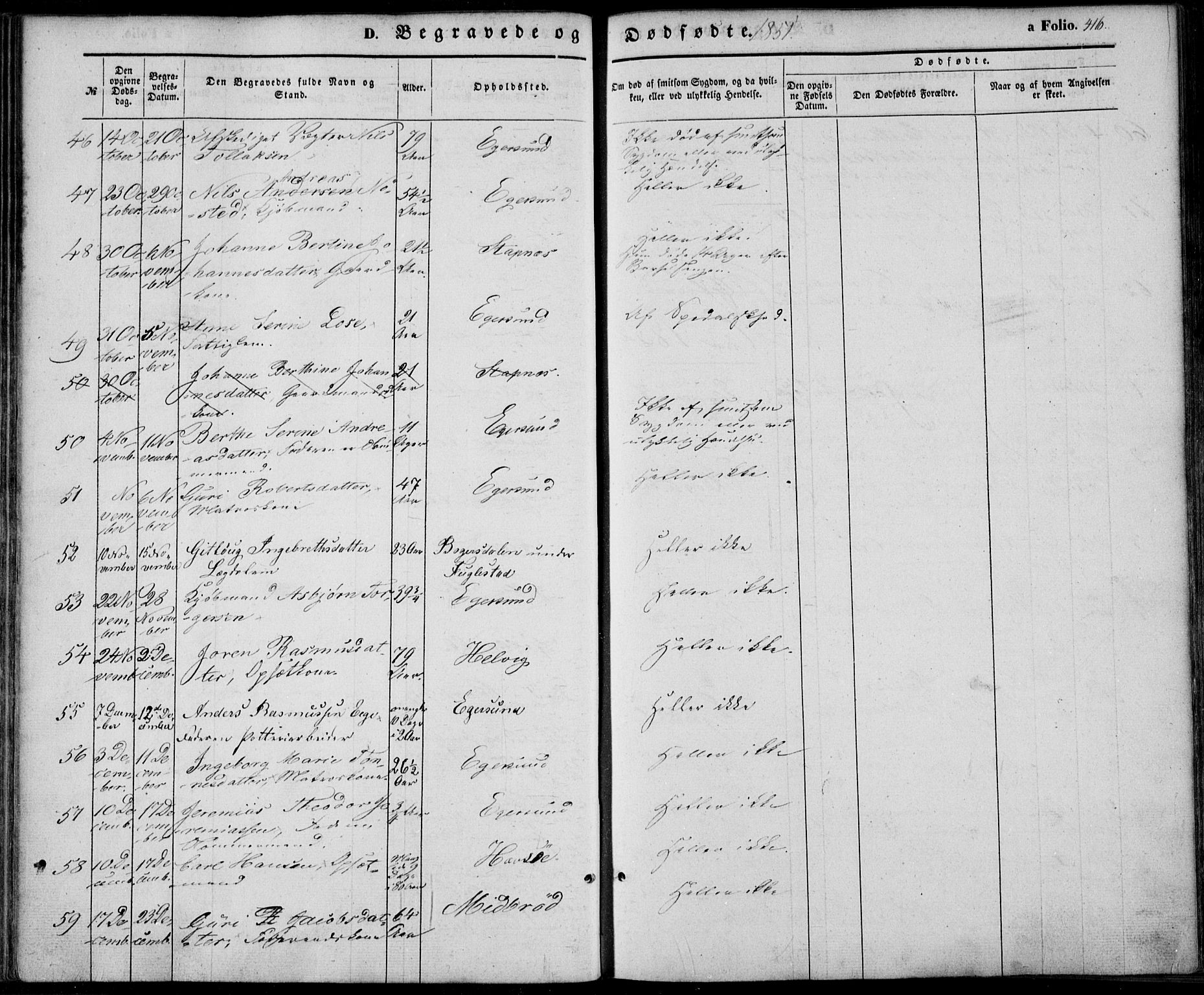 Eigersund sokneprestkontor, SAST/A-101807/S08/L0013: Parish register (official) no. A 12.2, 1850-1865, p. 416