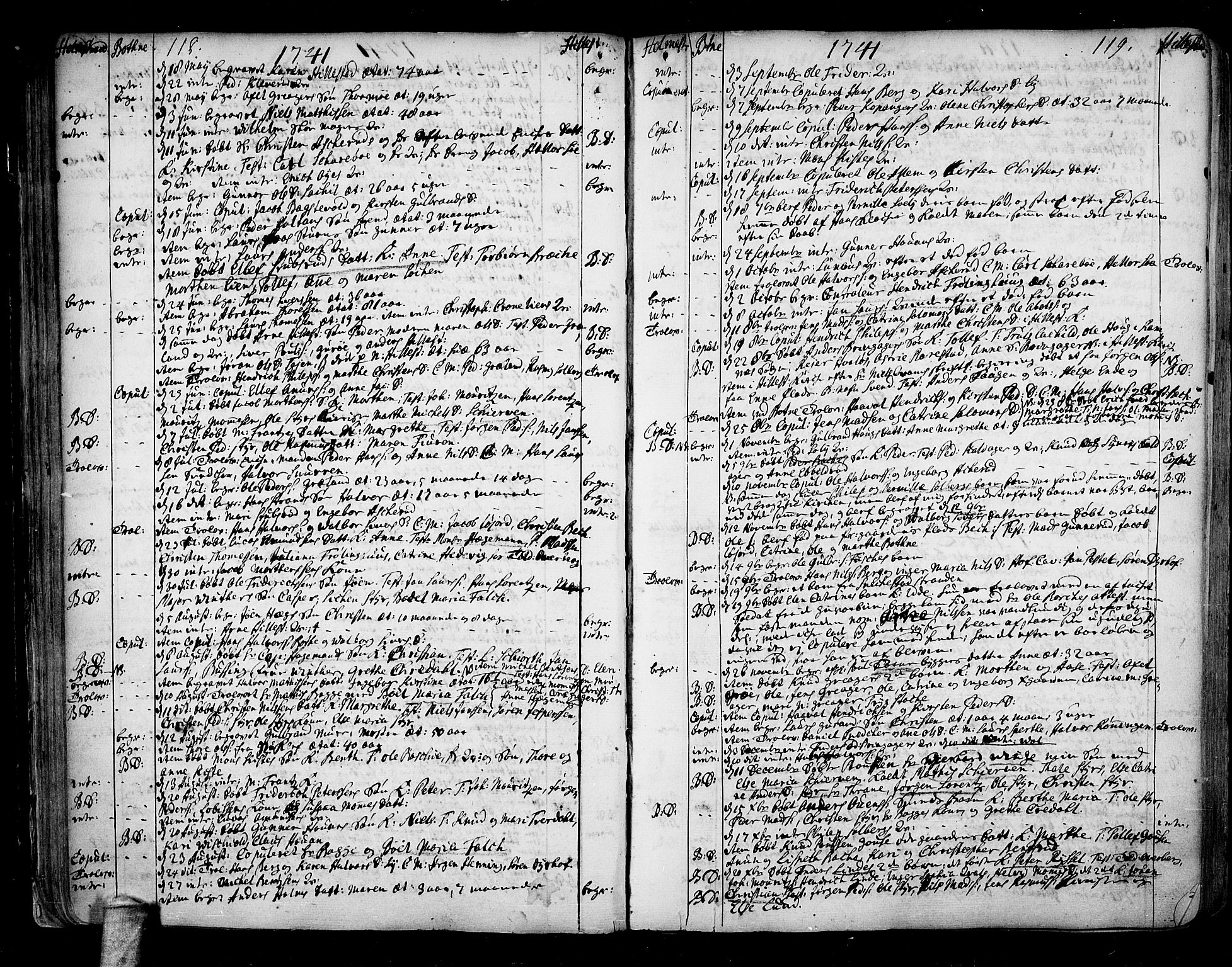 Botne kirkebøker, SAKO/A-340/F/Fa/L0001a: Parish register (official) no. I 1A, 1707-1778, p. 118-119