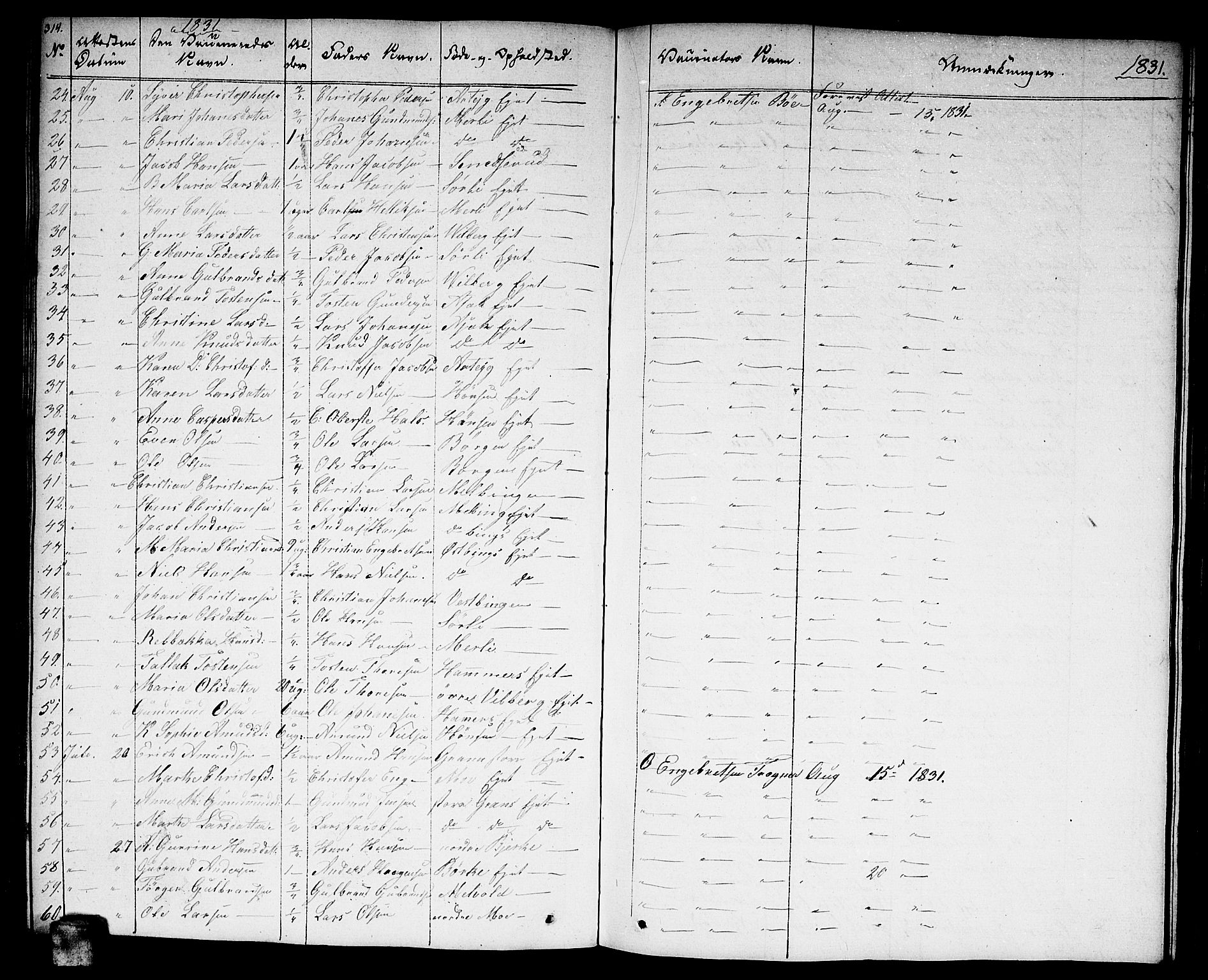 Sørum prestekontor Kirkebøker, AV/SAO-A-10303/F/Fa/L0004: Parish register (official) no. I 4, 1829-1845, p. 314