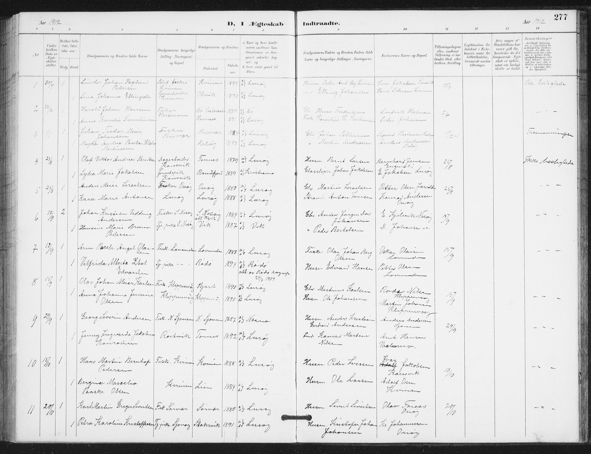 Ministerialprotokoller, klokkerbøker og fødselsregistre - Nordland, SAT/A-1459/839/L0573: Parish register (copy) no. 839C03, 1892-1917, p. 277
