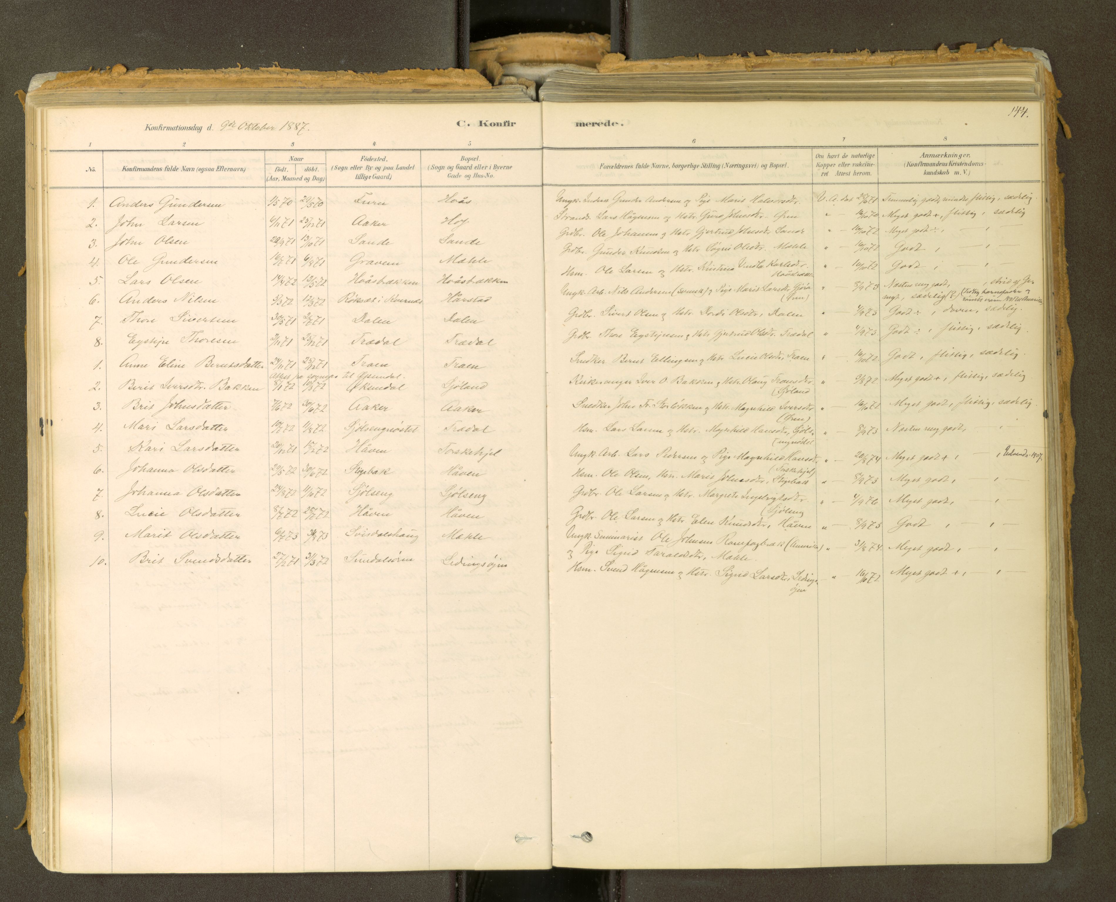Sunndal sokneprestkontor, SAT/A-1085/1/I/I1/I1a: Parish register (official) no. 2, 1877-1914, p. 144