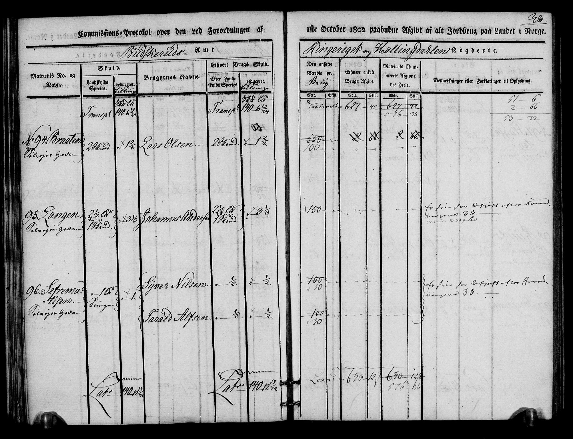 Rentekammeret inntil 1814, Realistisk ordnet avdeling, AV/RA-EA-4070/N/Ne/Nea/L0046: Ringerike og Hallingdal fogderi. Kommisjonsprotokoll for Hole prestegjeld, 1803, p. 39