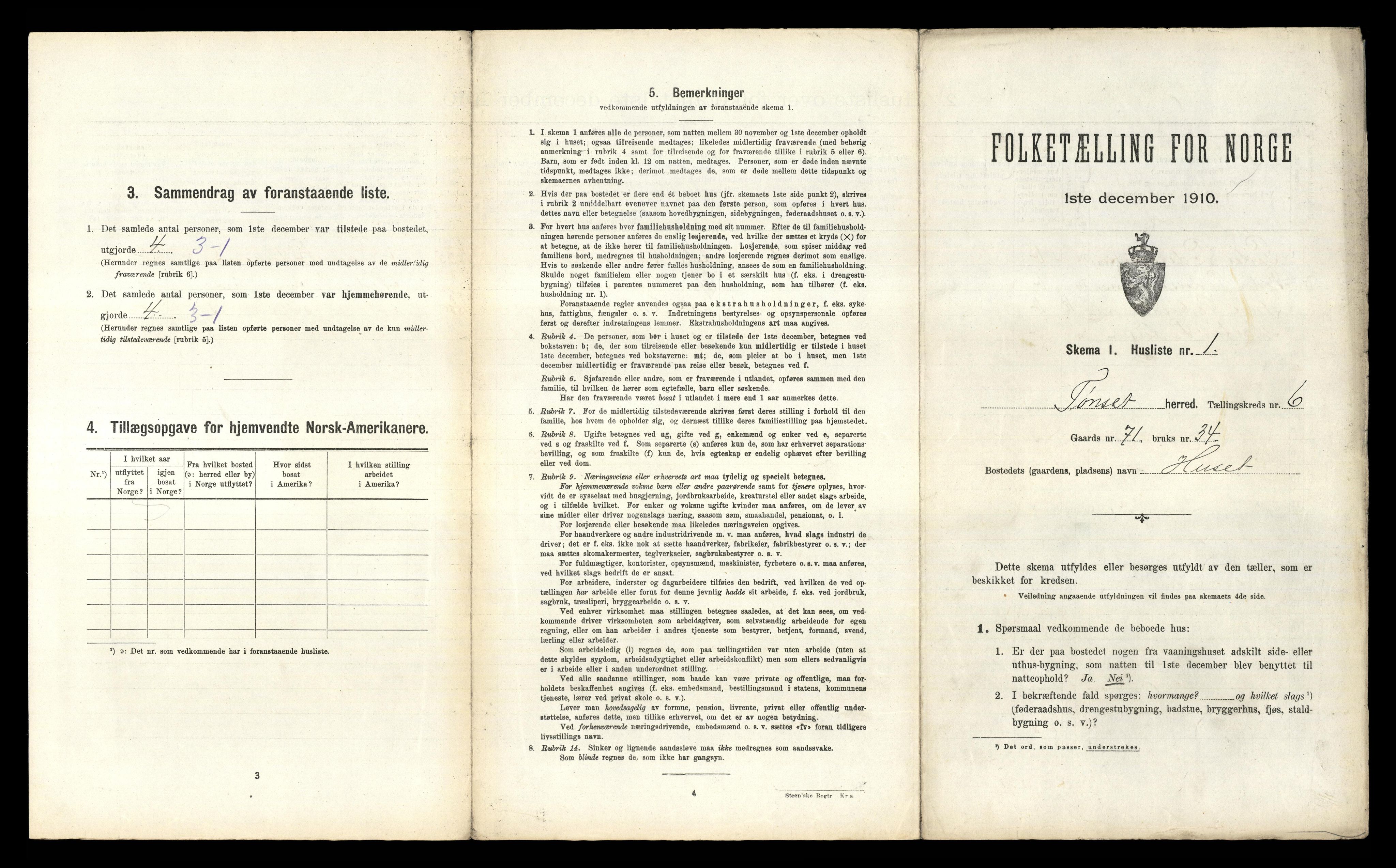 RA, 1910 census for Tynset, 1910, p. 721