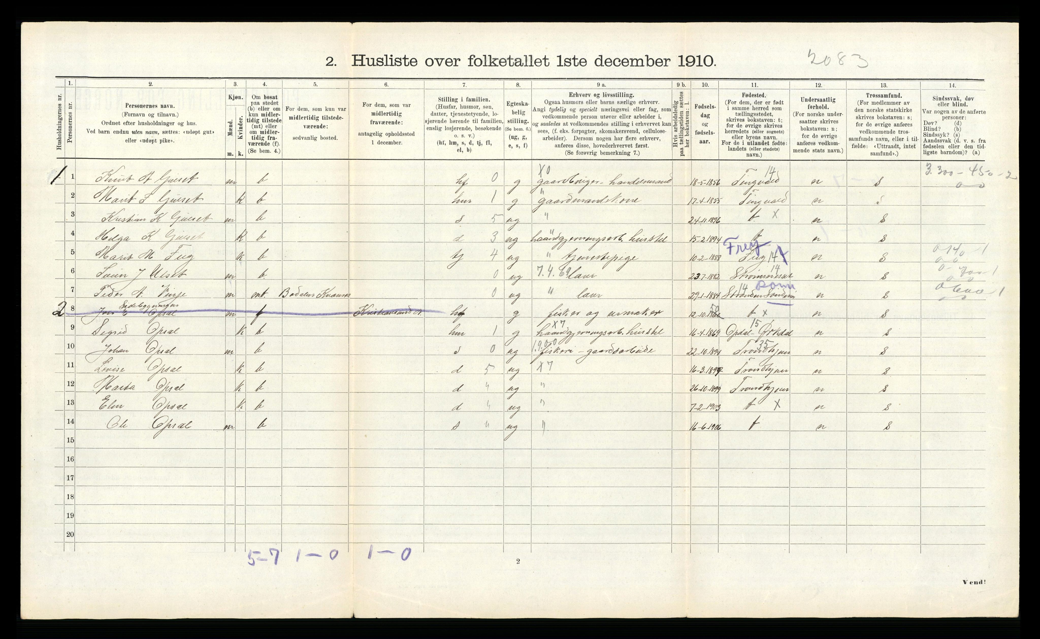 RA, 1910 census for Kvernes, 1910, p. 177