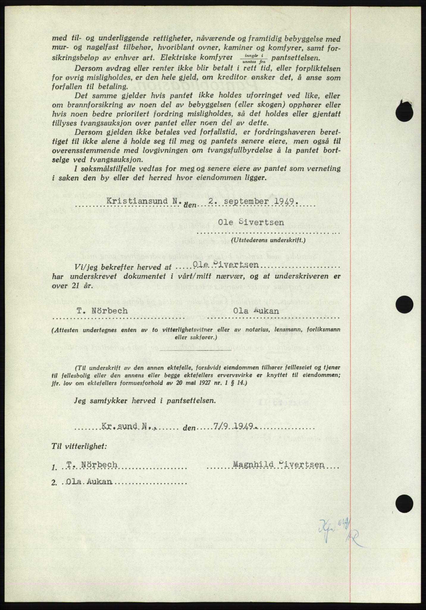 Nordmøre sorenskriveri, AV/SAT-A-4132/1/2/2Ca: Mortgage book no. B102, 1949-1949, Diary no: : 2470/1949