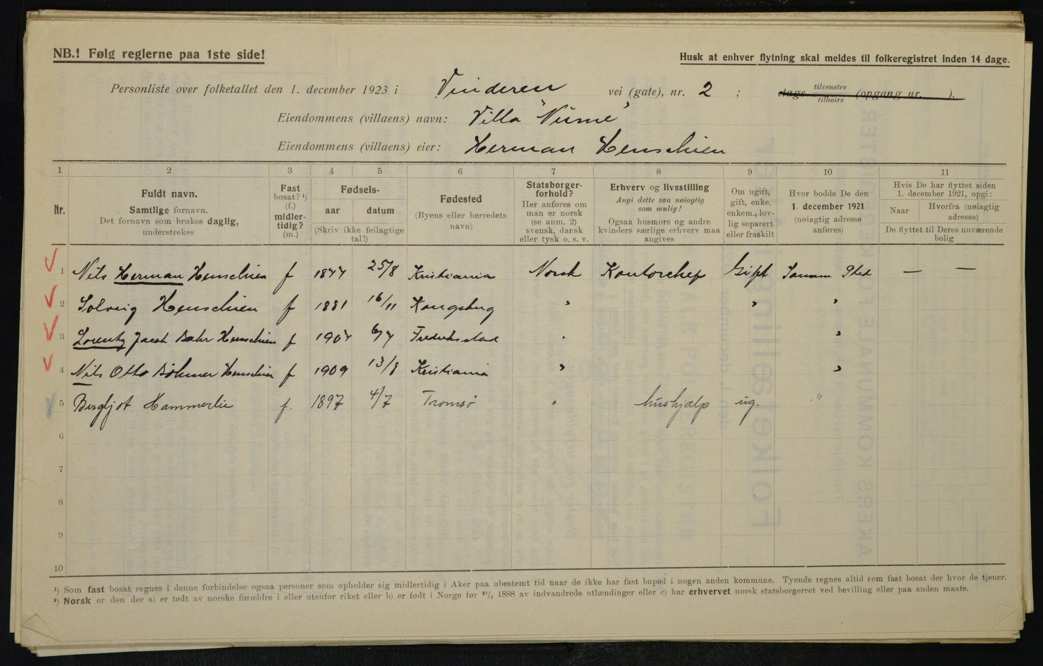 , Municipal Census 1923 for Aker, 1923, p. 22174