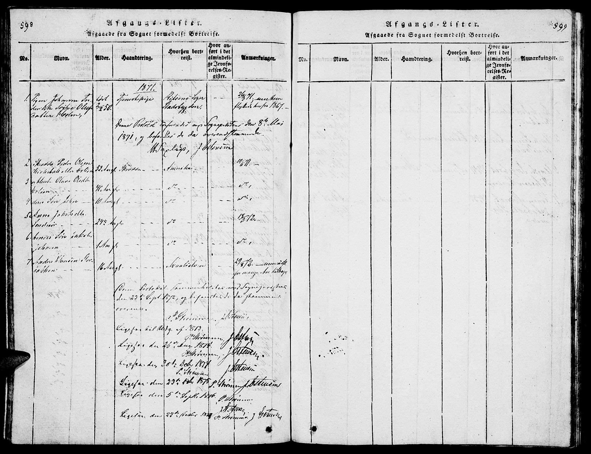 Tolga prestekontor, AV/SAH-PREST-062/L/L0001: Parish register (copy) no. 1, 1814-1877, p. 598-599