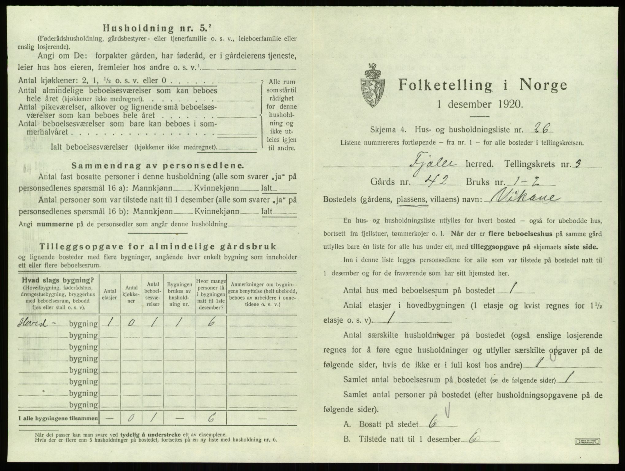 SAB, 1920 census for Fjaler, 1920, p. 352