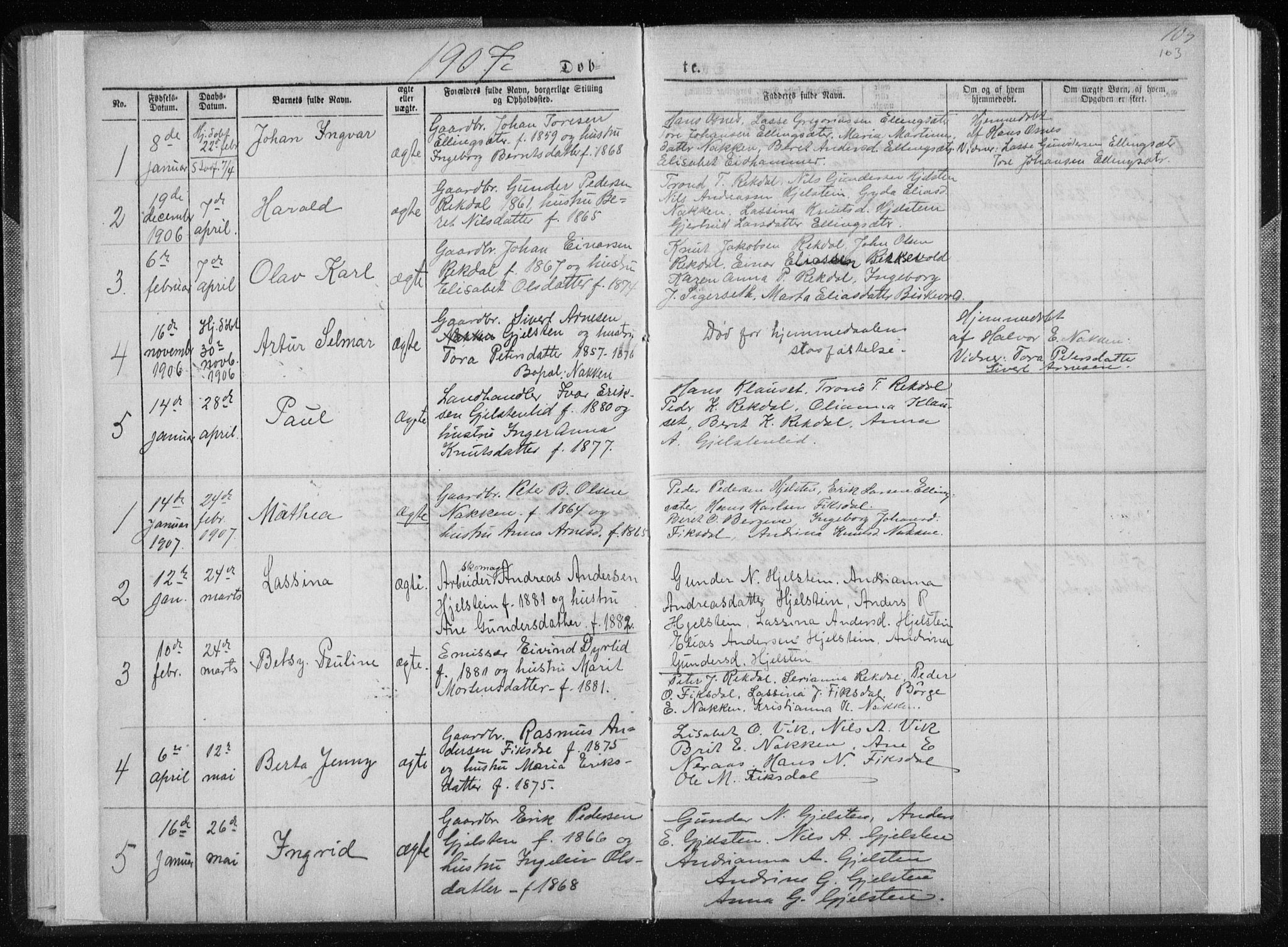 Ministerialprotokoller, klokkerbøker og fødselsregistre - Møre og Romsdal, SAT/A-1454/540/L0541: Parish register (copy) no. 540C01, 1867-1920, p. 103