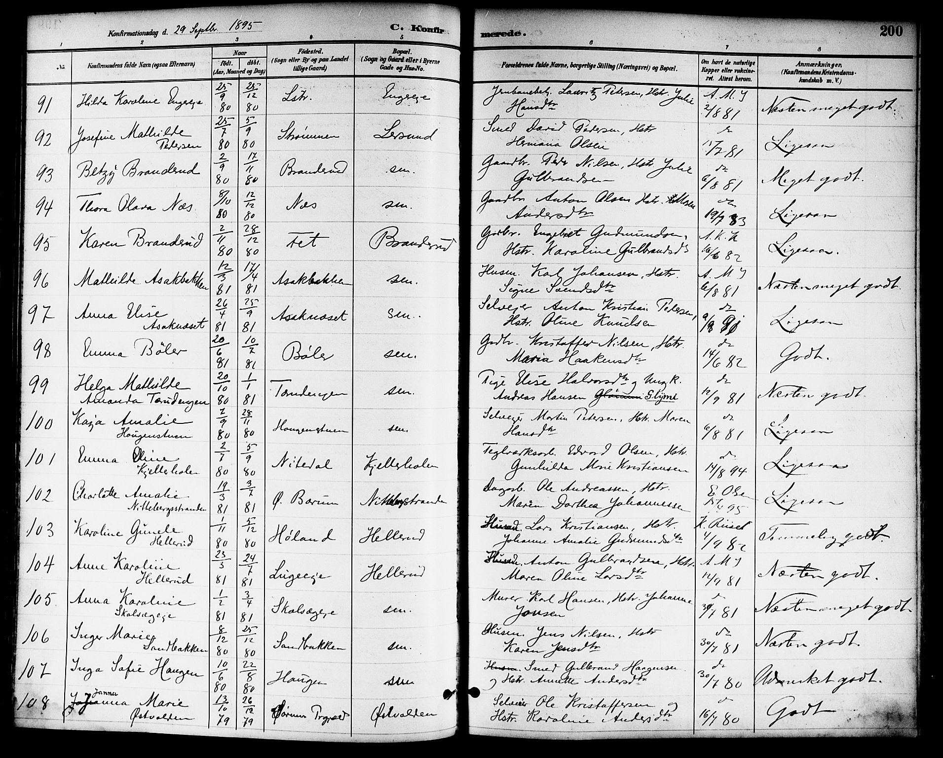 Skedsmo prestekontor Kirkebøker, SAO/A-10033a/F/Fa/L0014: Parish register (official) no. I 14, 1892-1901, p. 200