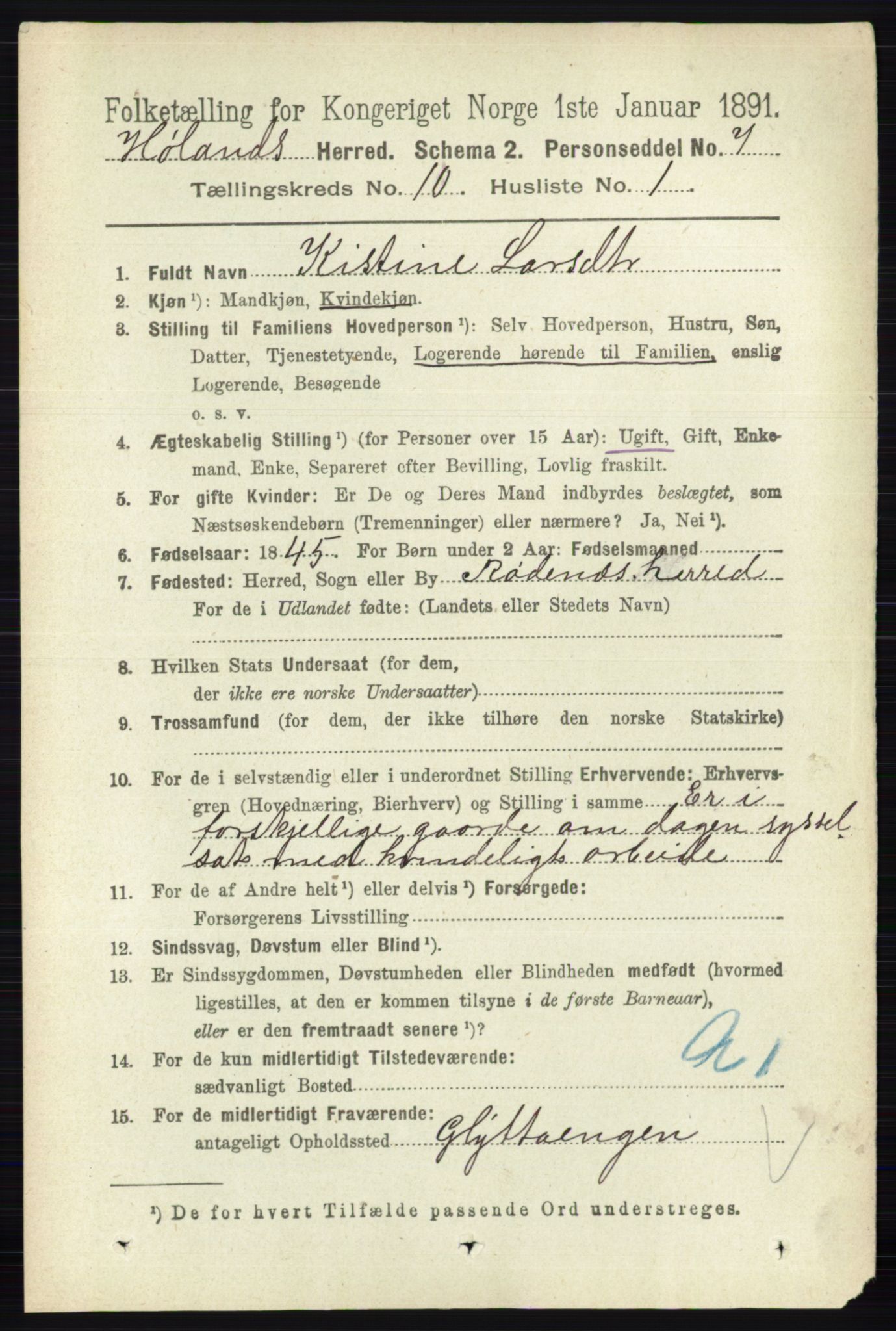 RA, 1891 census for 0221 Høland, 1891, p. 6608