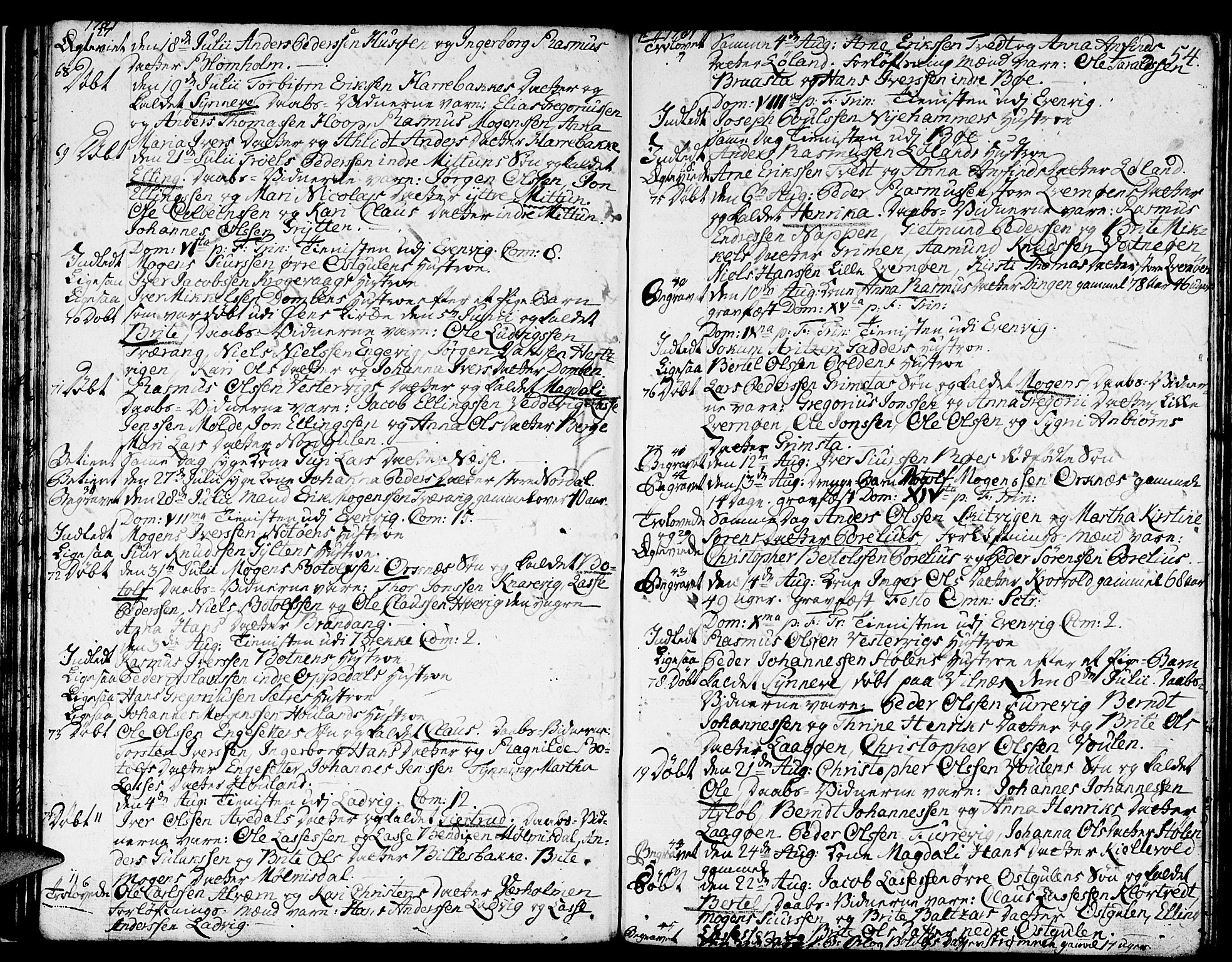 Gulen sokneprestembete, SAB/A-80201/H/Haa/Haaa/L0013: Parish register (official) no. A 13, 1776-1787, p. 54