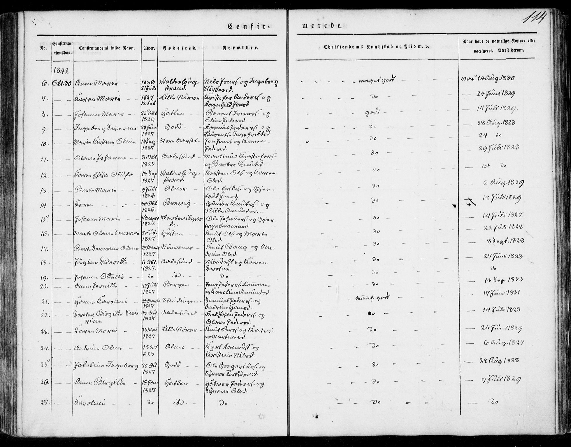 Ministerialprotokoller, klokkerbøker og fødselsregistre - Møre og Romsdal, AV/SAT-A-1454/528/L0396: Parish register (official) no. 528A07, 1839-1847, p. 114