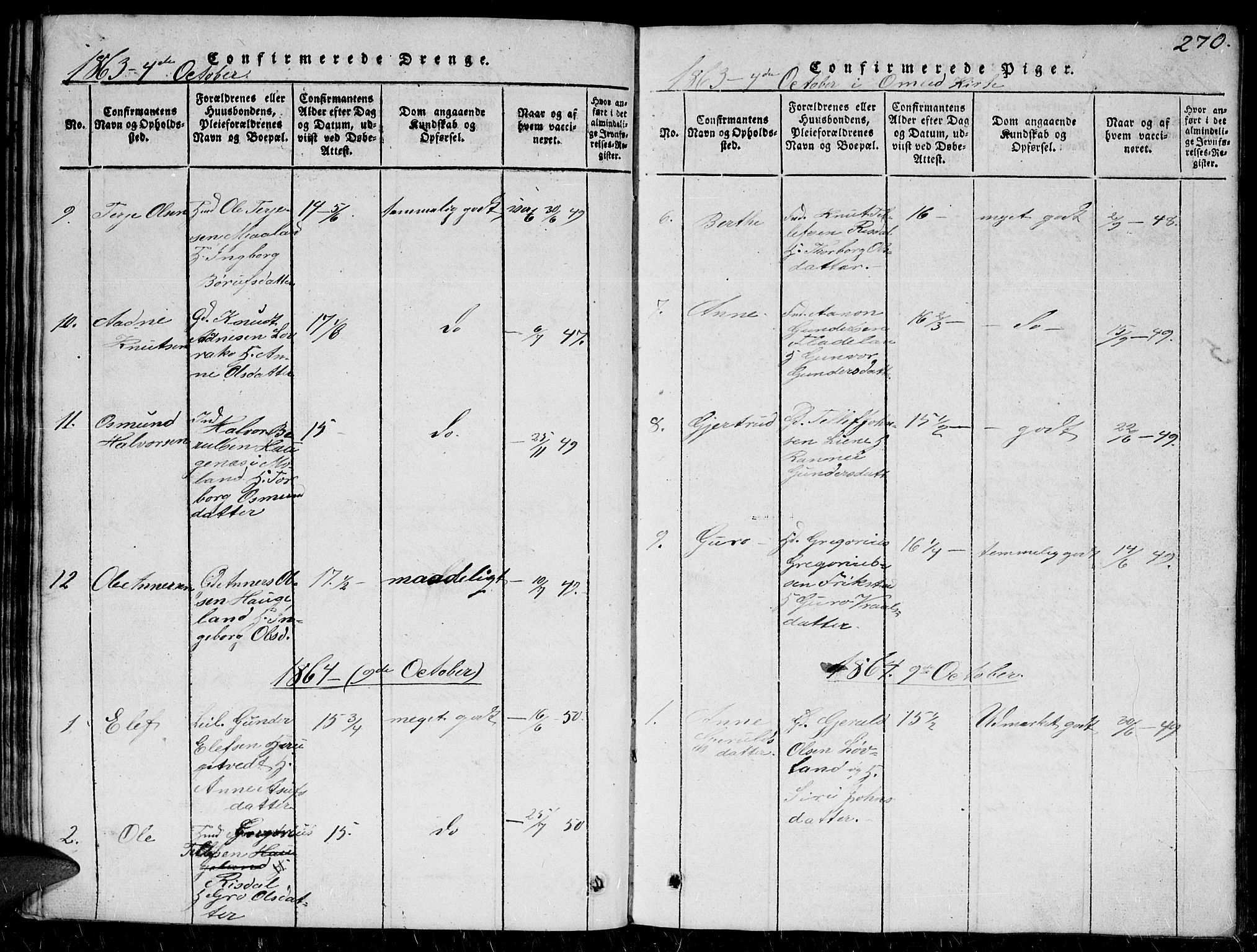 Herefoss sokneprestkontor, AV/SAK-1111-0019/F/Fb/Fbc/L0001: Parish register (copy) no. B 1, 1816-1866, p. 270