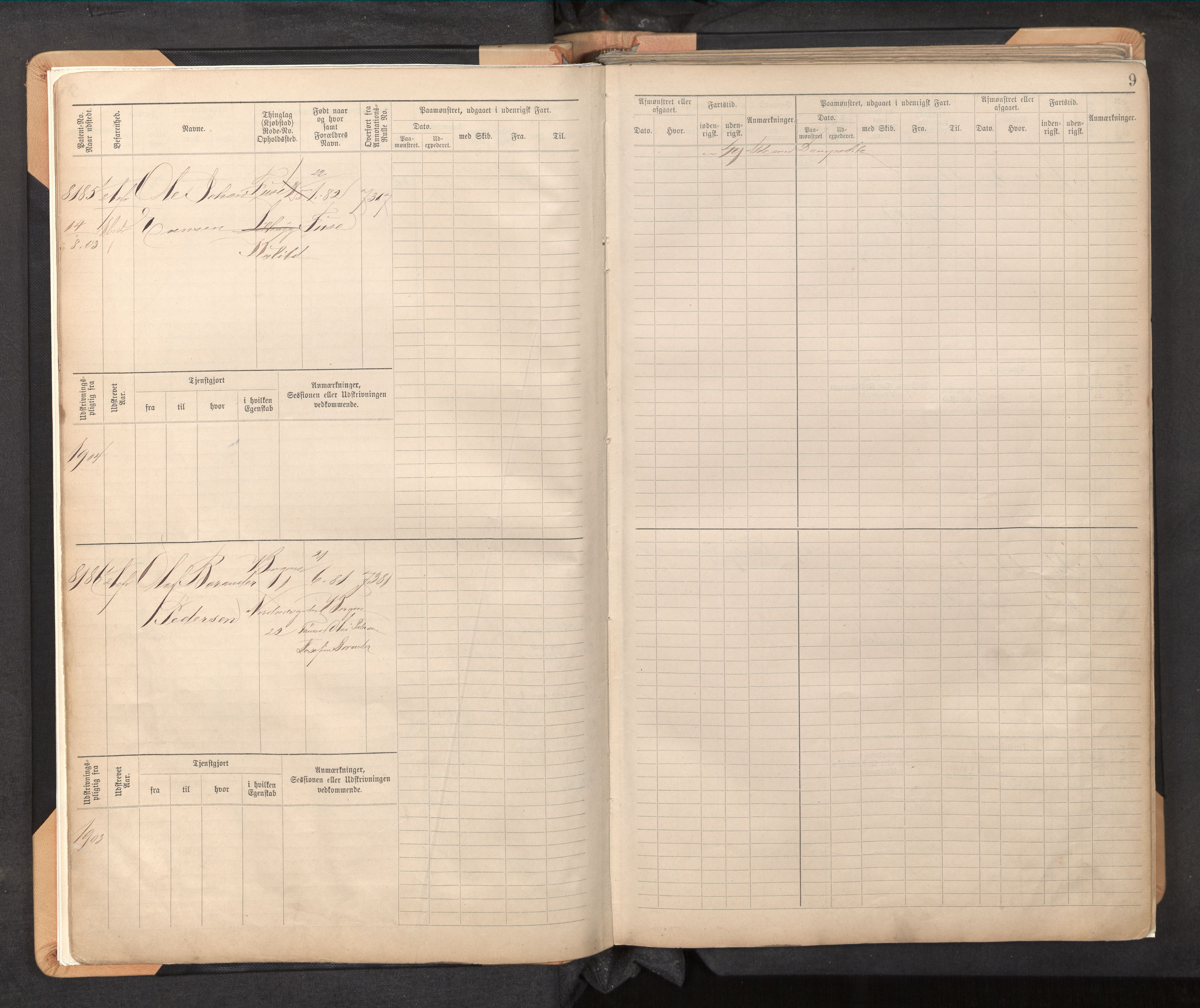 Innrulleringssjefen i Bergen, AV/SAB-A-100050/F/Fc/L0013: Sjøfartshovedrulle, nr. 8169 - 8766, 1900-1910, p. 9