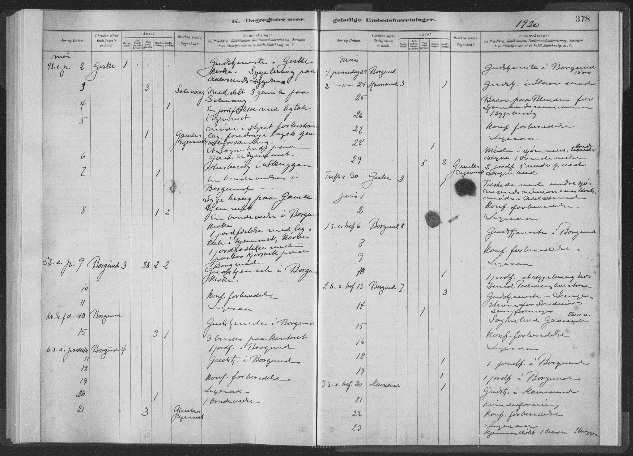 Ministerialprotokoller, klokkerbøker og fødselsregistre - Møre og Romsdal, AV/SAT-A-1454/528/L0404: Parish register (official) no. 528A13II, 1880-1922, p. 378