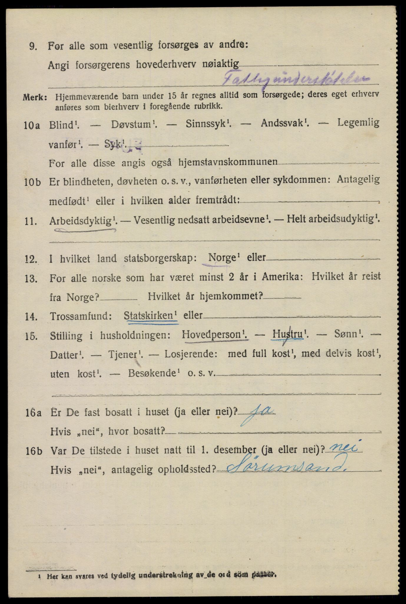 SAO, 1920 census for Aker, 1920, p. 122023