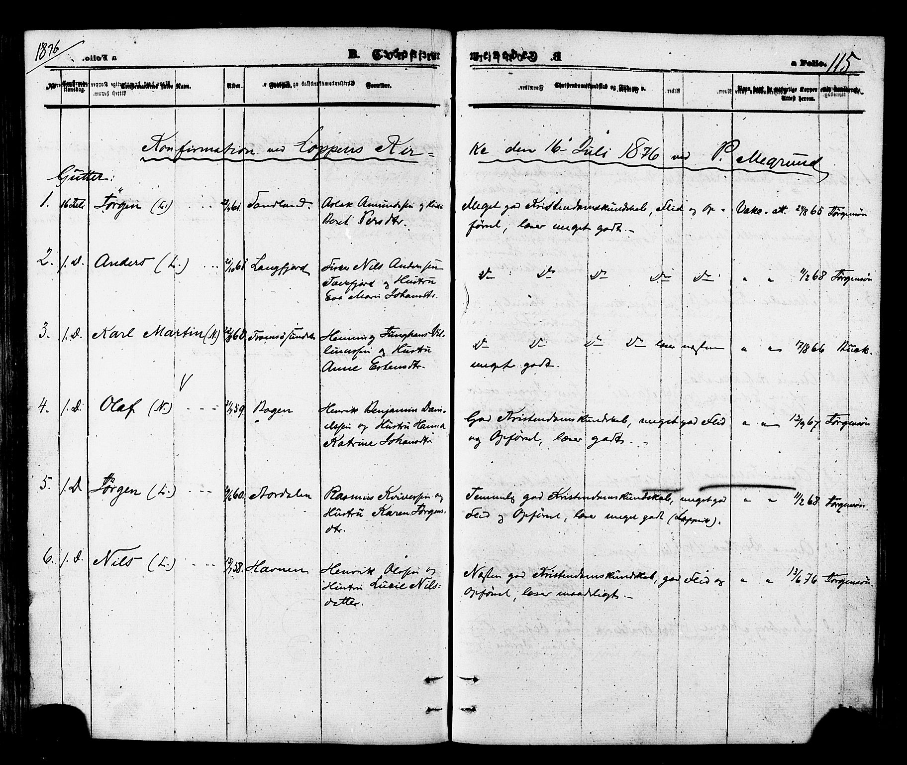 Loppa sokneprestkontor, SATØ/S-1339/H/Ha/L0005kirke: Parish register (official) no. 5, 1869-1878, p. 115