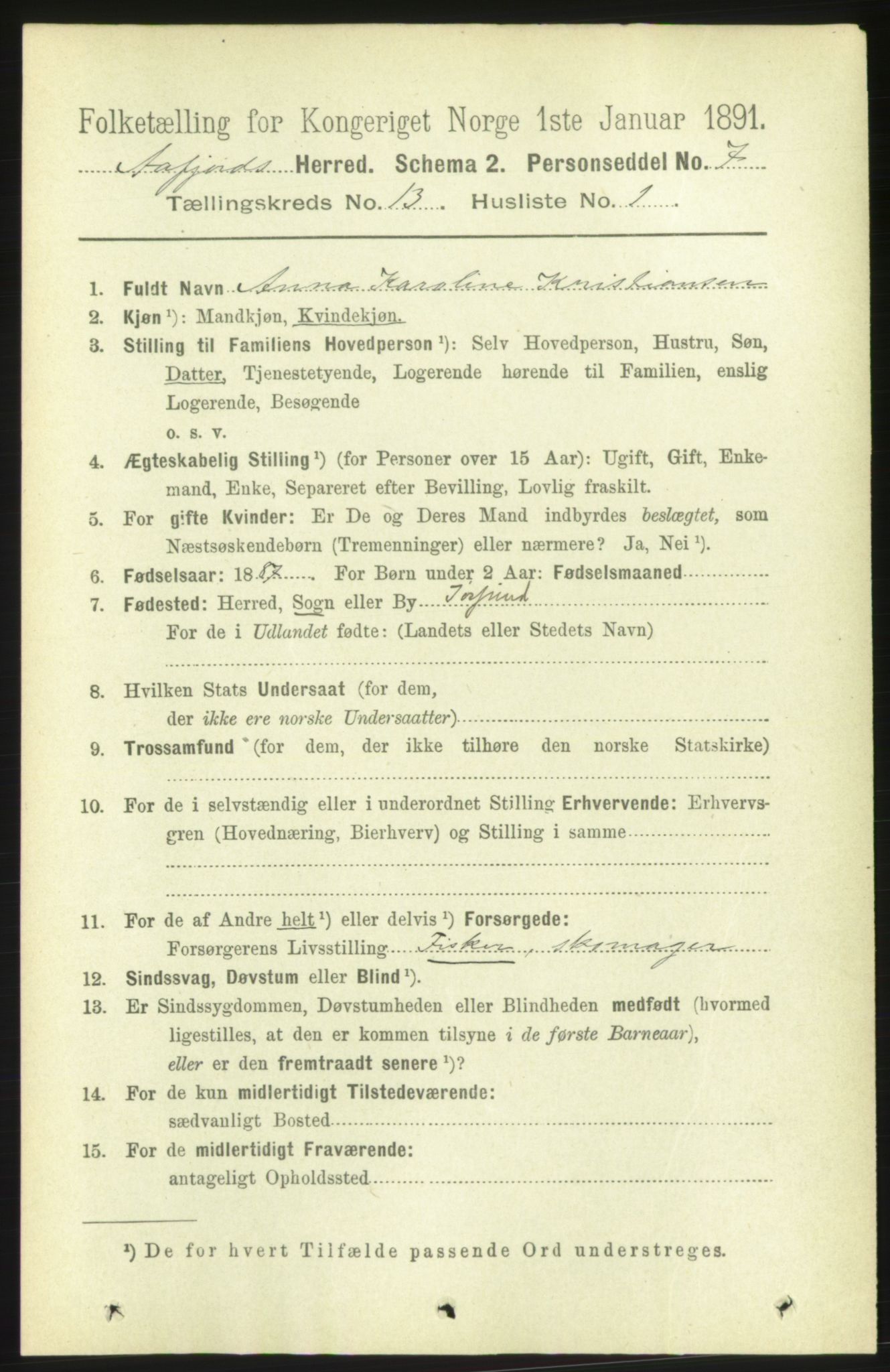 RA, 1891 census for 1630 Åfjord, 1891, p. 4176